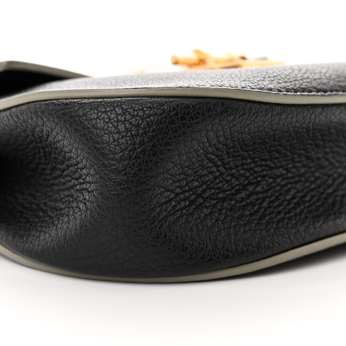 Grained Calfskin Lambskin Mini Drew Shoulder Bag Black