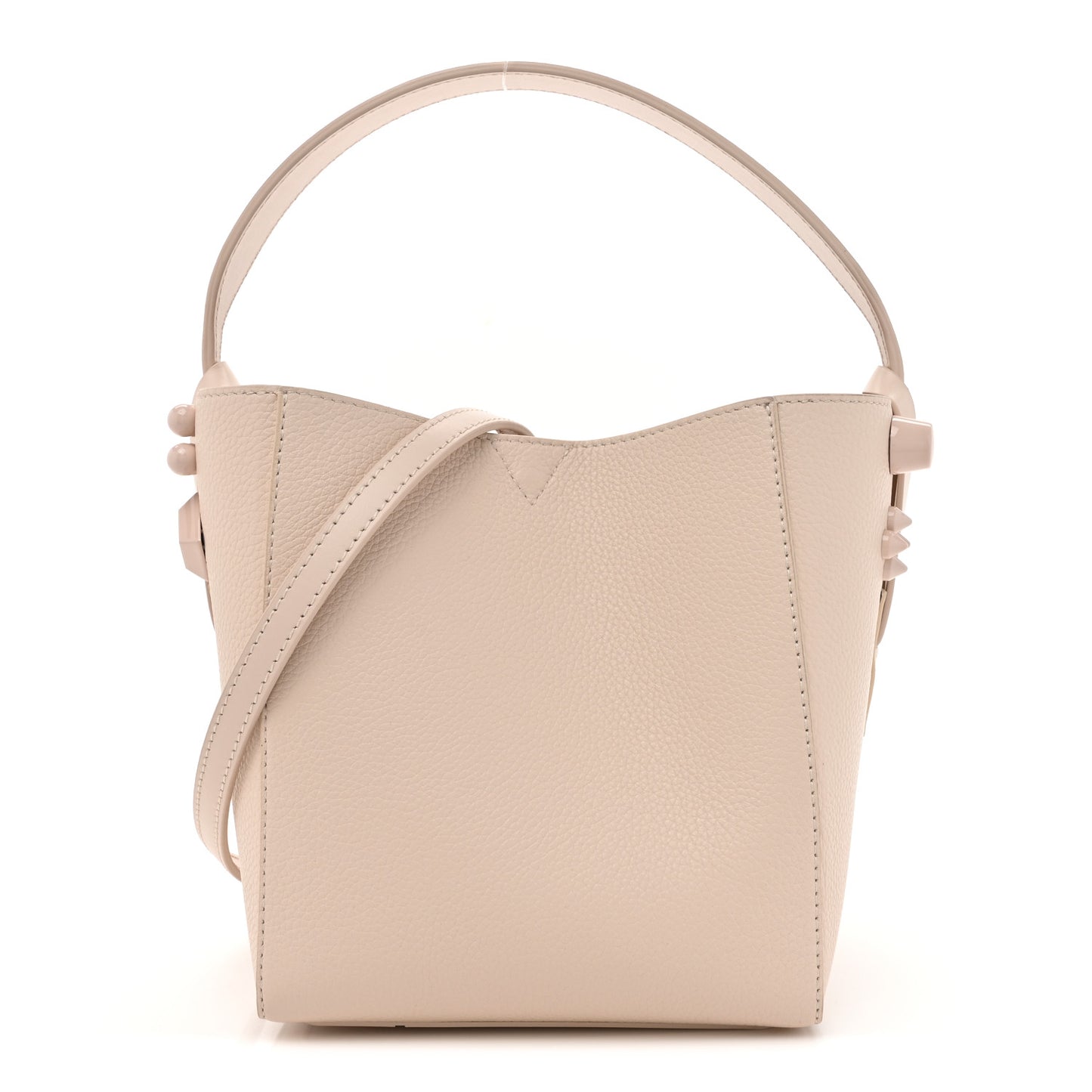 Calfskin Spiked Mini Cabachic Mini Bucket Bag Leche
