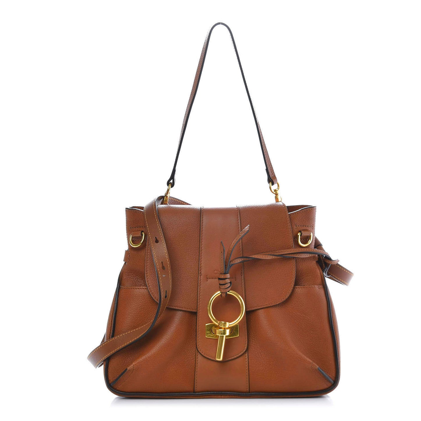 Grained Lambskin Small Lexa Shoulder Bag Mustard Brown