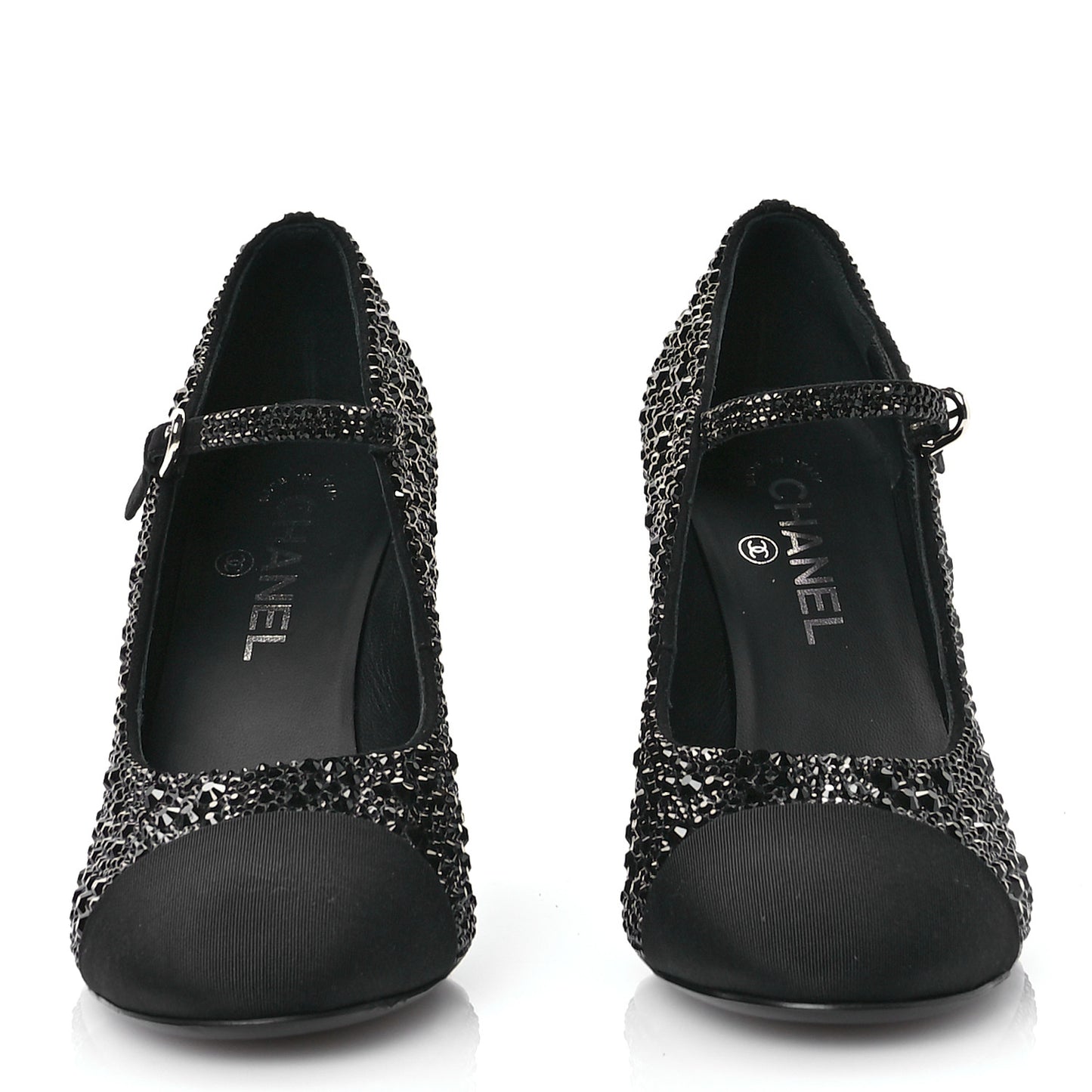 Strass Pearl Grosgrain Cap Toe Pumps 40 Black