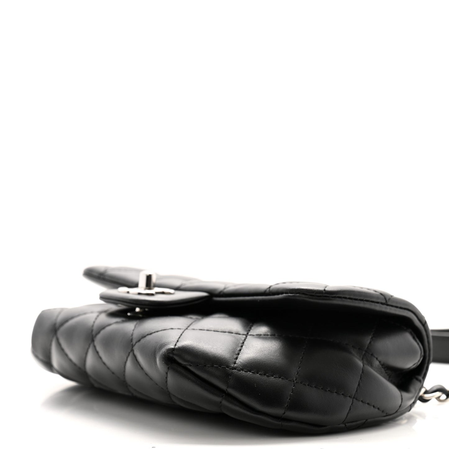Calfskin Quilted CC Uniform Flap Belt Bag Black
