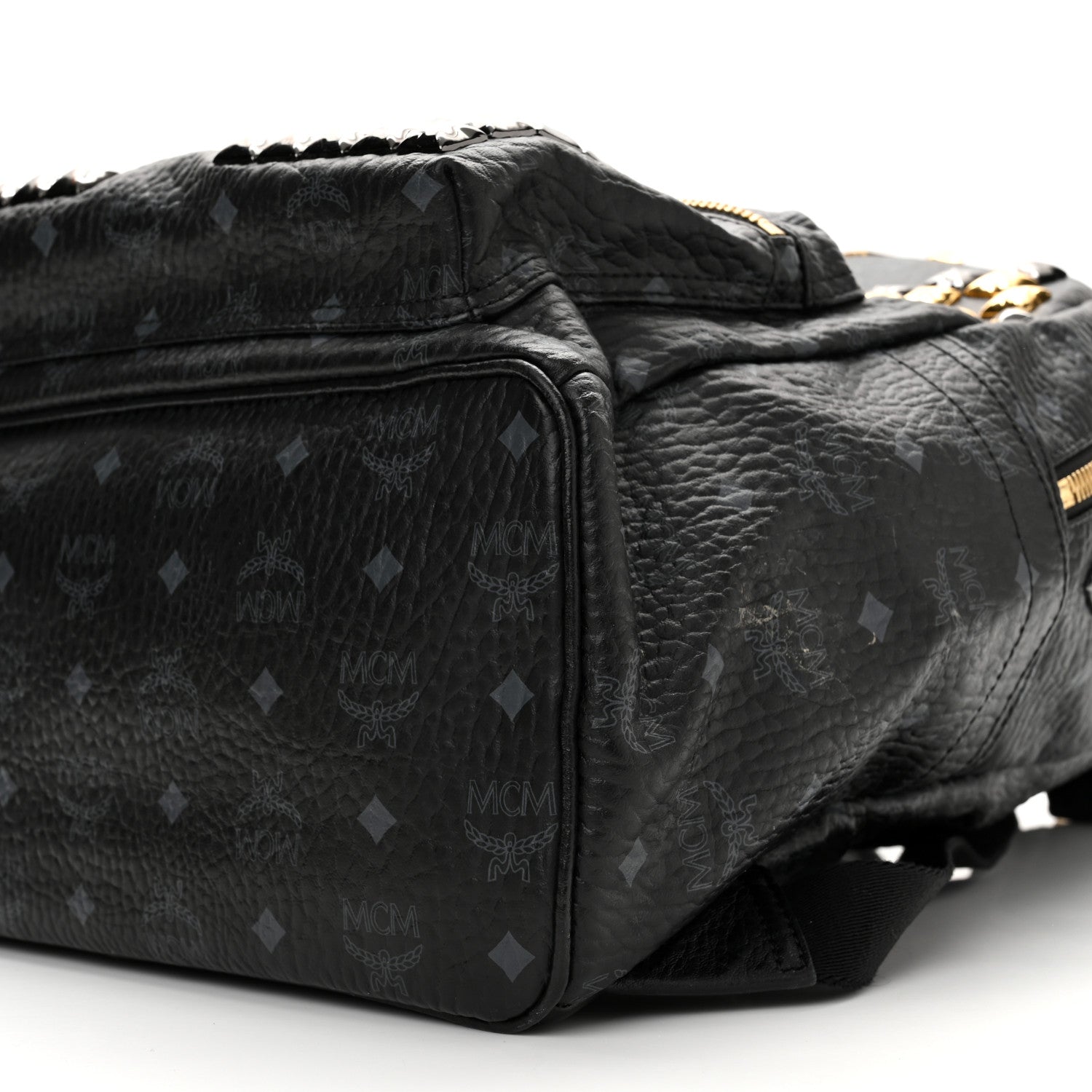 MCM Visetos Studded Medium Stark M Backpack Black 9 of 9