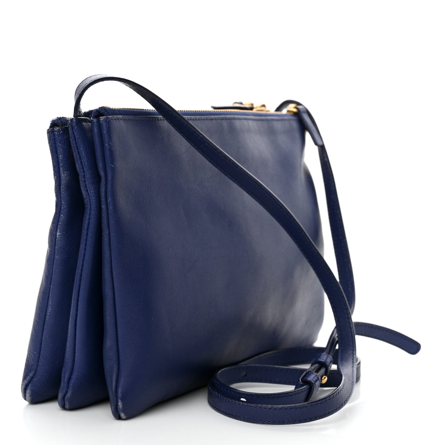 Lambskin Large Trio Crossbody Bag Indigo