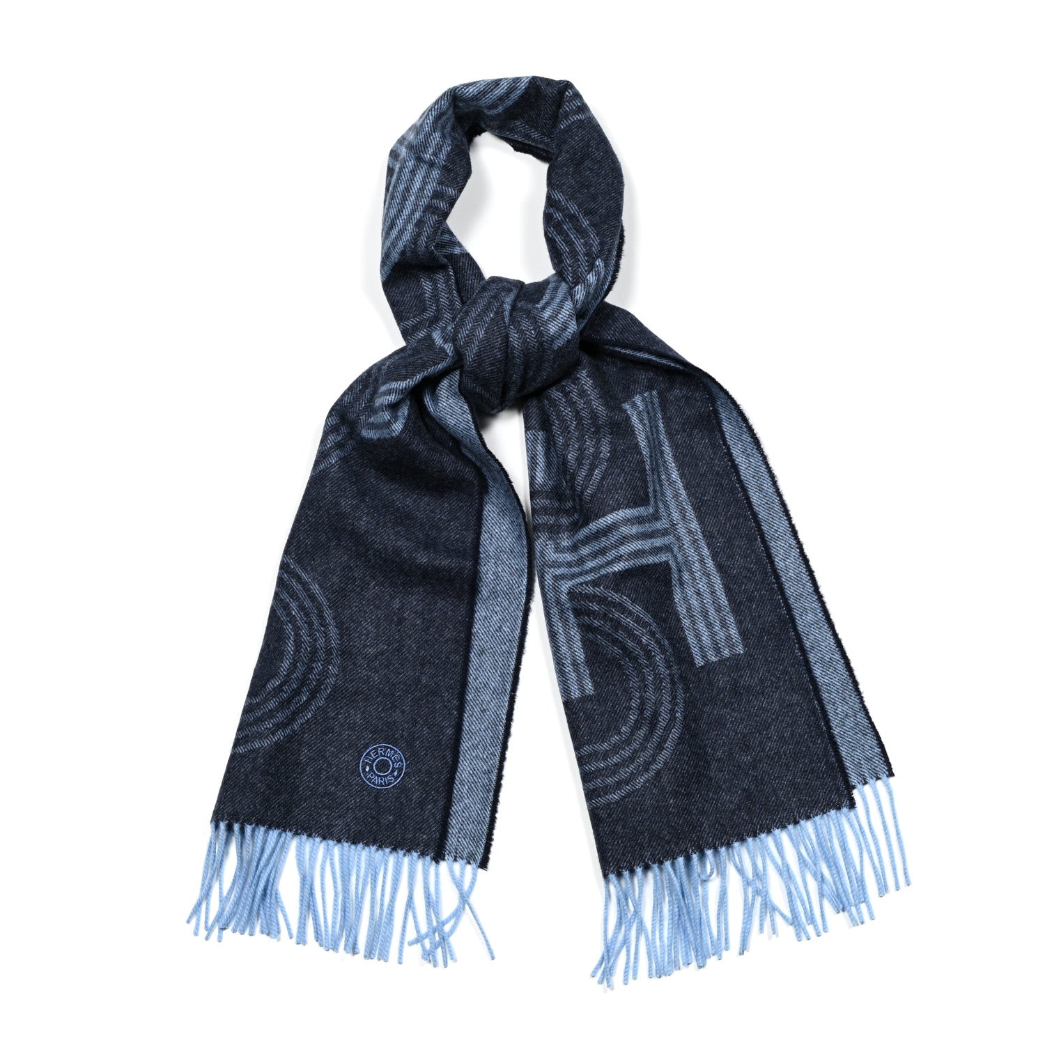 Hermes Cashmere Circuit 24 Faubourg Muffler Marine Ciel 1120486