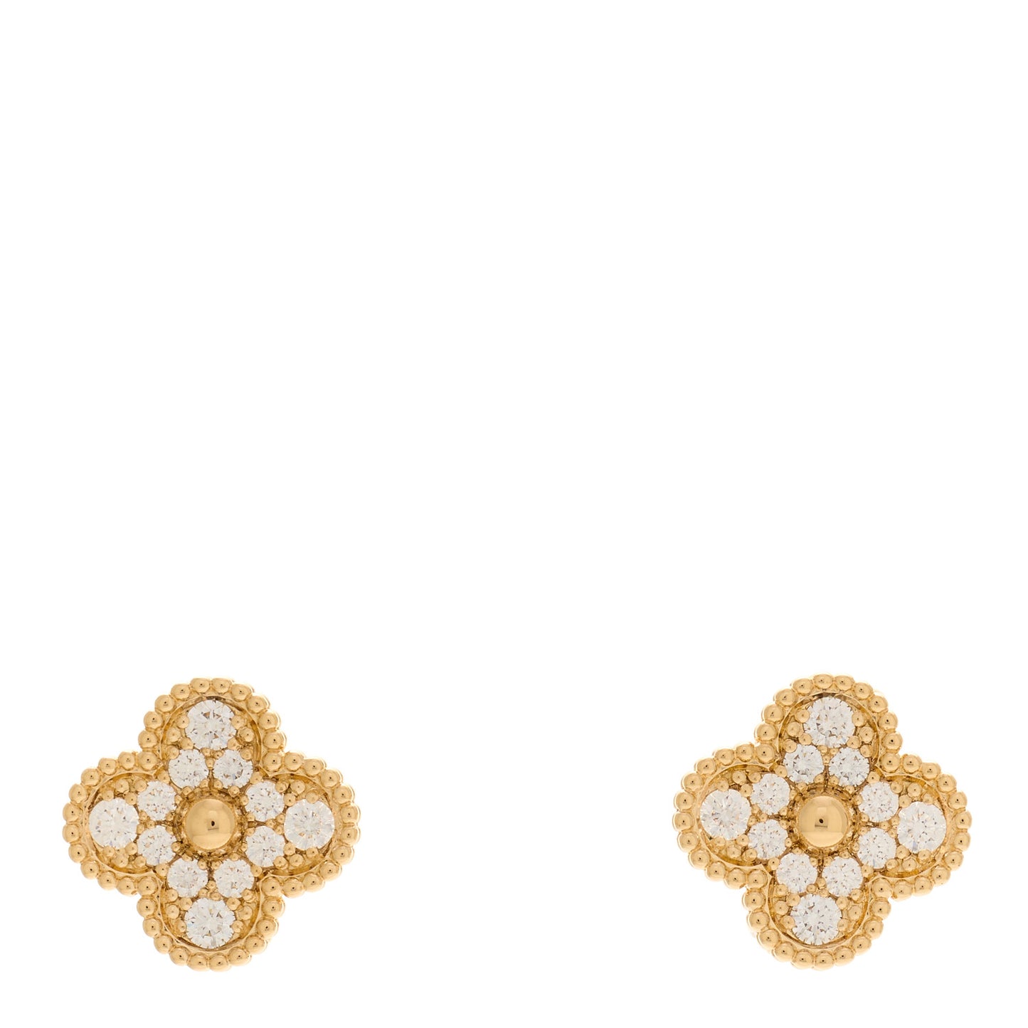 18K Yellow Gold Diamond Vintage Alhambra Earrings