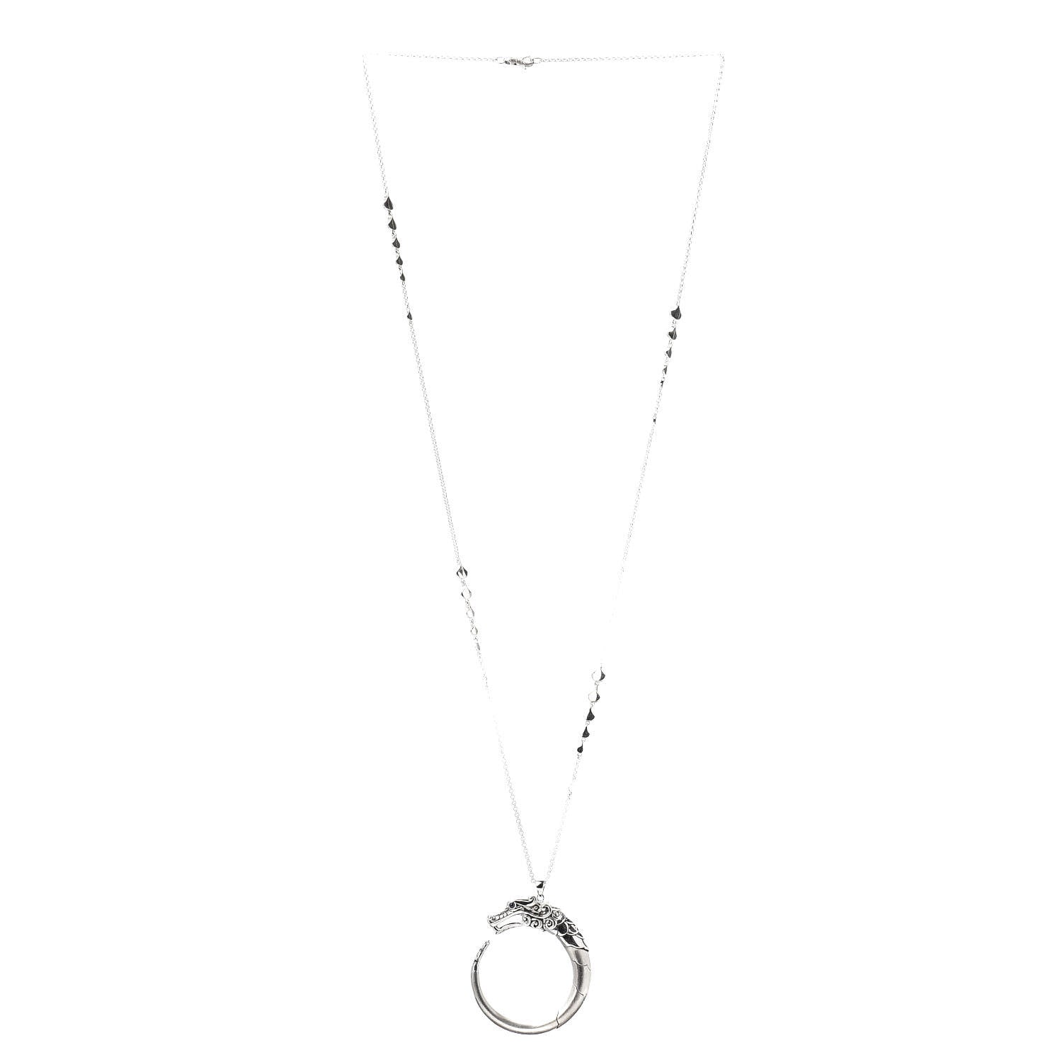 John Hardy Sterling Silver Black Sapphire Legends Naga Pendant Necklace 3 of 4