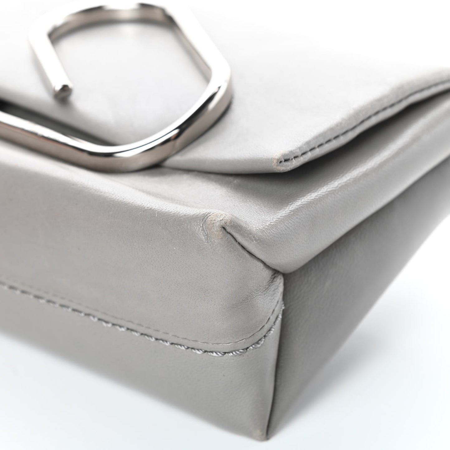 Calfskin Alix Soft Flap Clutch Grey