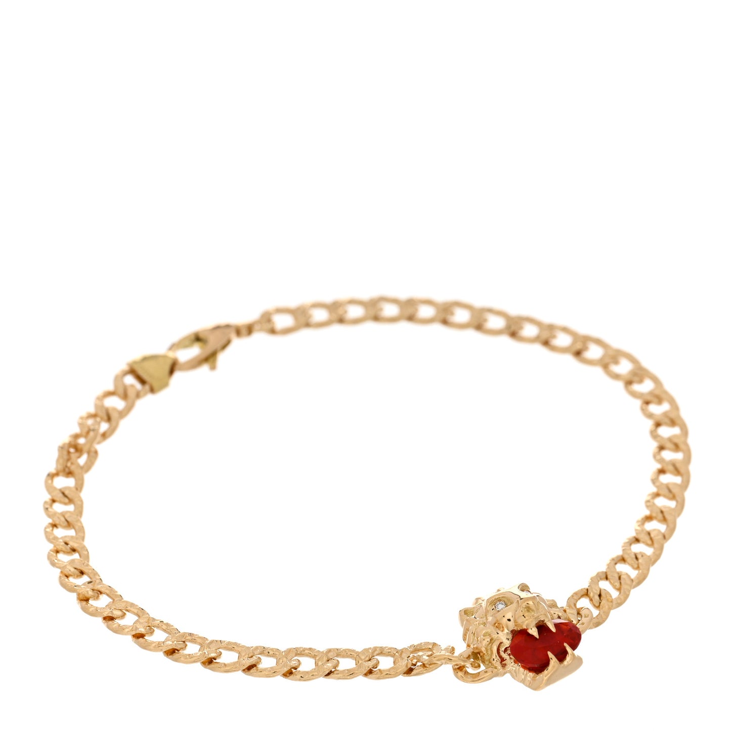 18K Yellow Gold Diamond Fire Opal Lion Head Bracelet