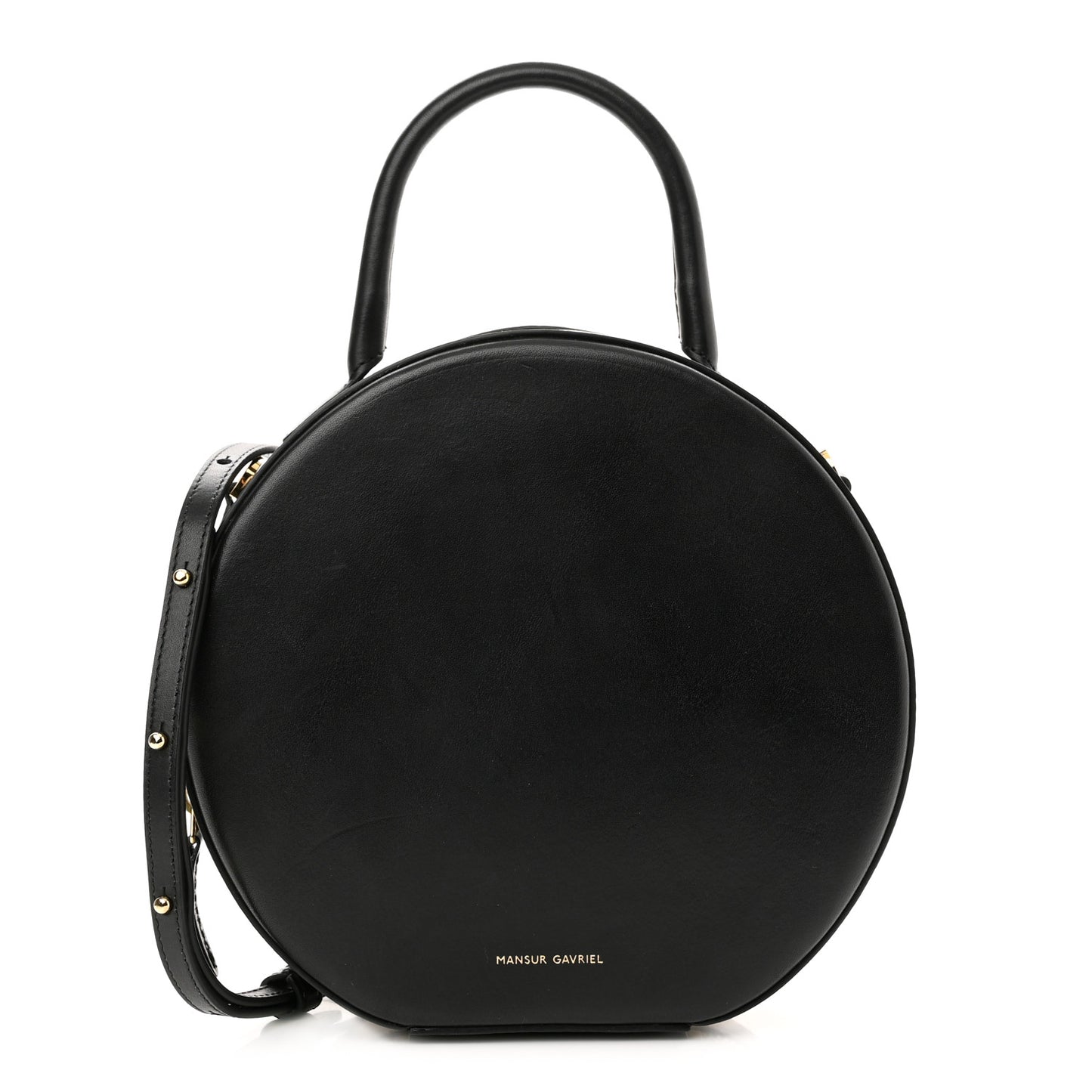 Calfskin Circle Crossbody Bag Black