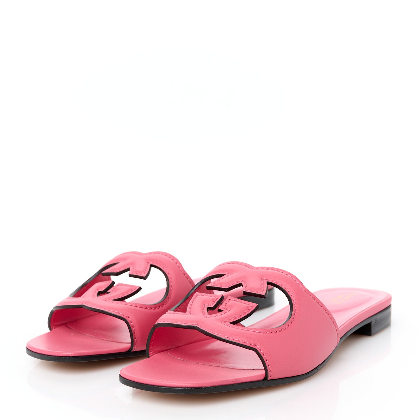 Cosmos Softy Calfskin Interlocking G Cut Out Slide Sandals 38 Rhodamine Pink