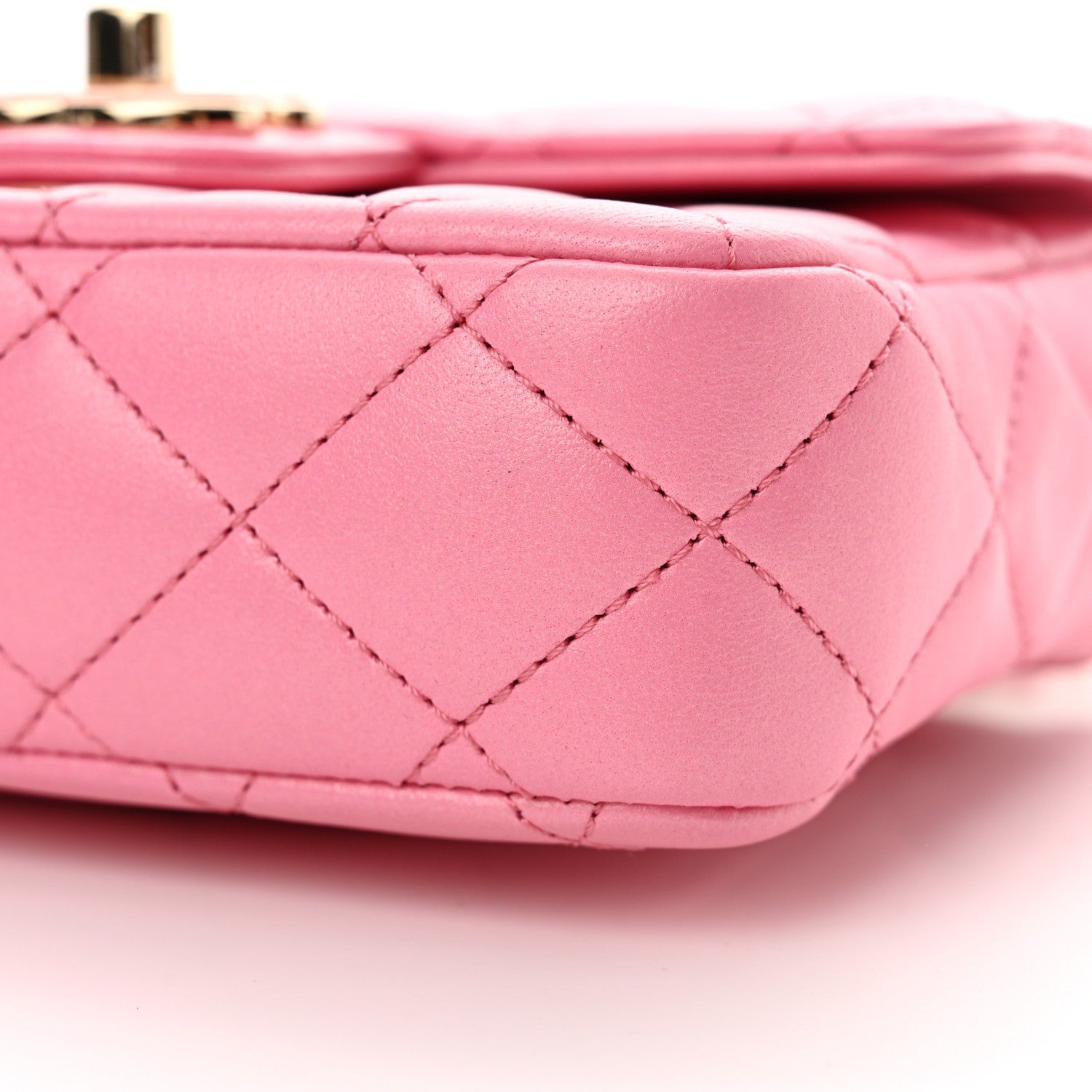 Chanel Lambskin Resin Quilted Mini Heart Square Flap Pink 10 of 11