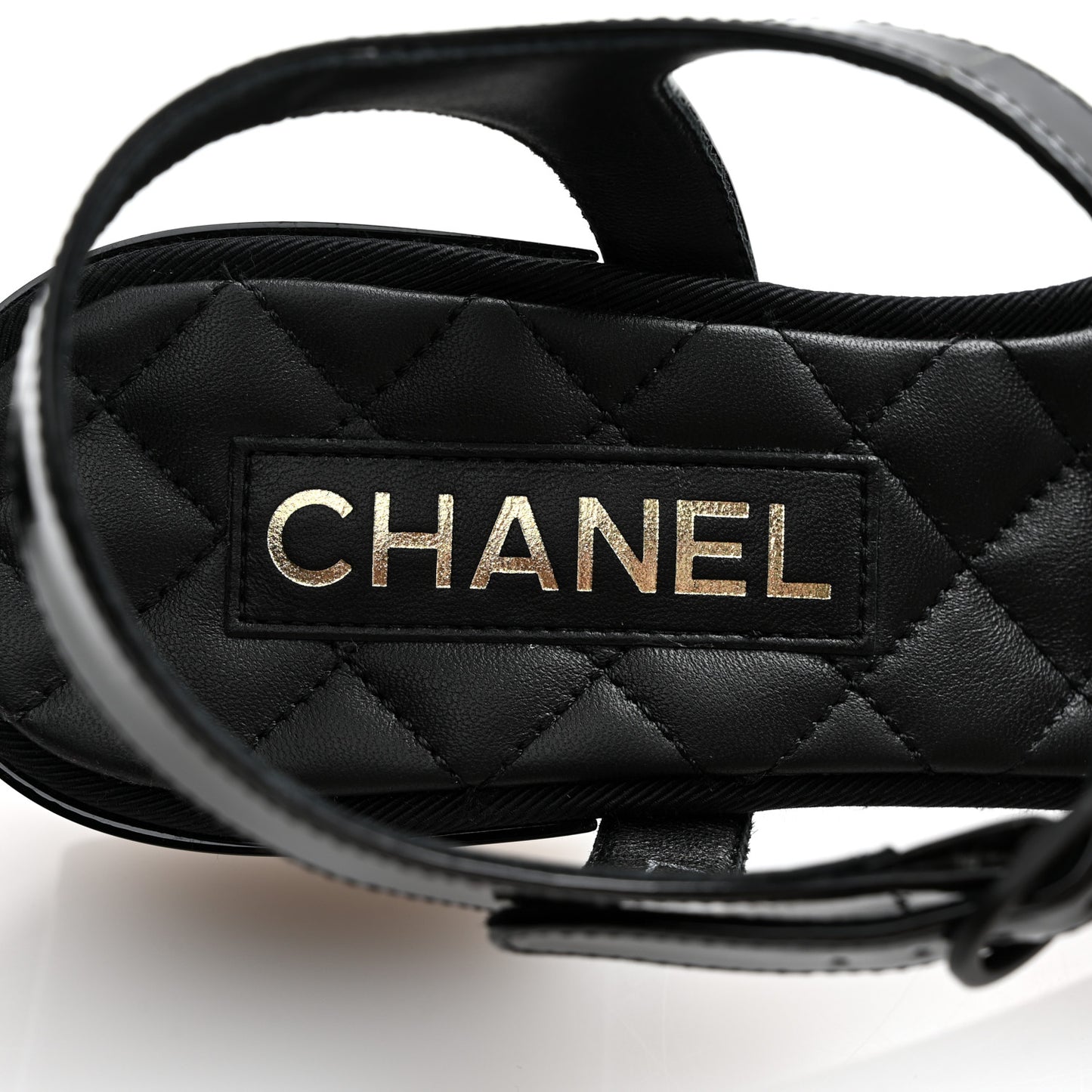 Patent CC Logo Thong Sandals 39.5 Black