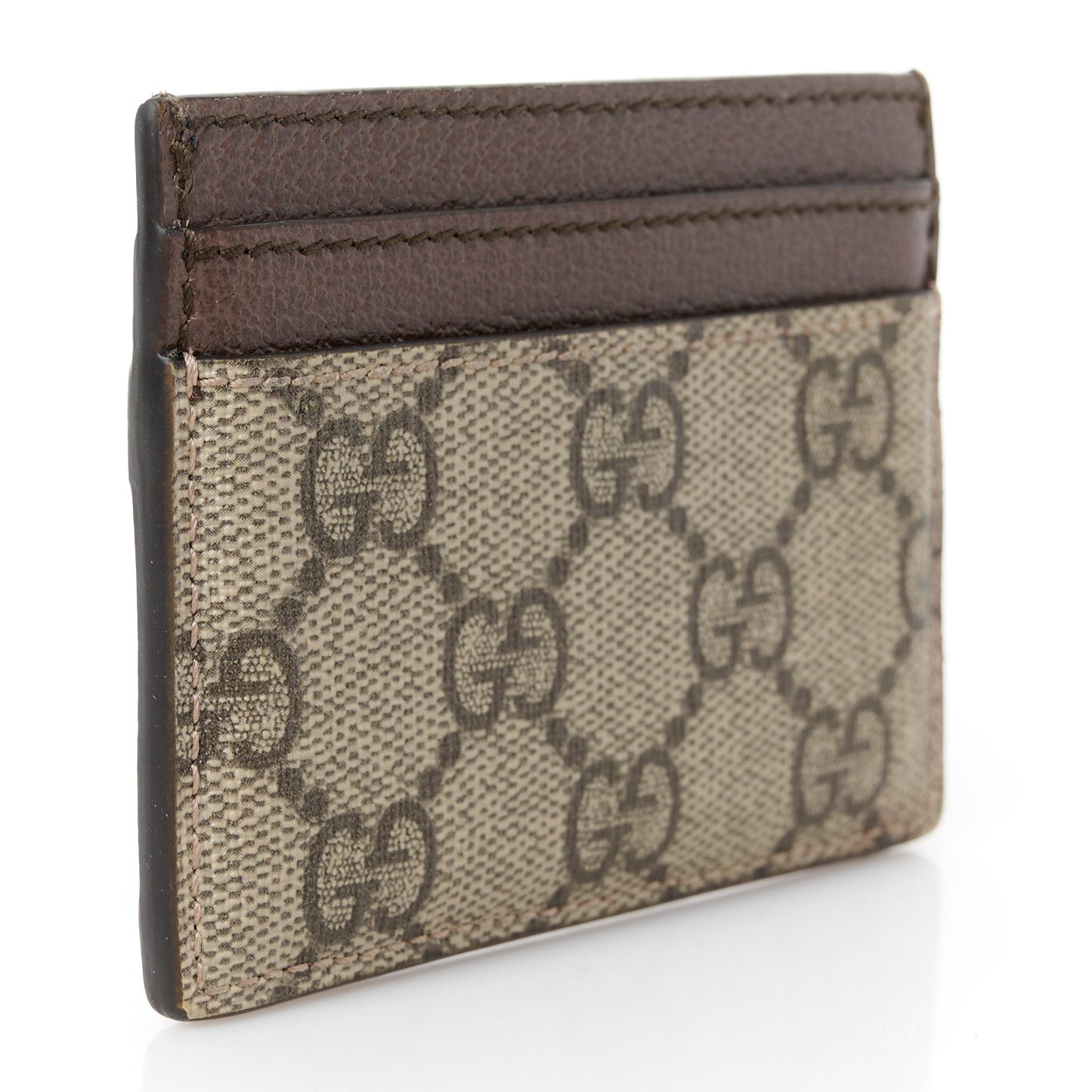 GG Supreme Monogram Textured Dollar Calfskin Ophidia Card Holder Beige Ebony New Acero