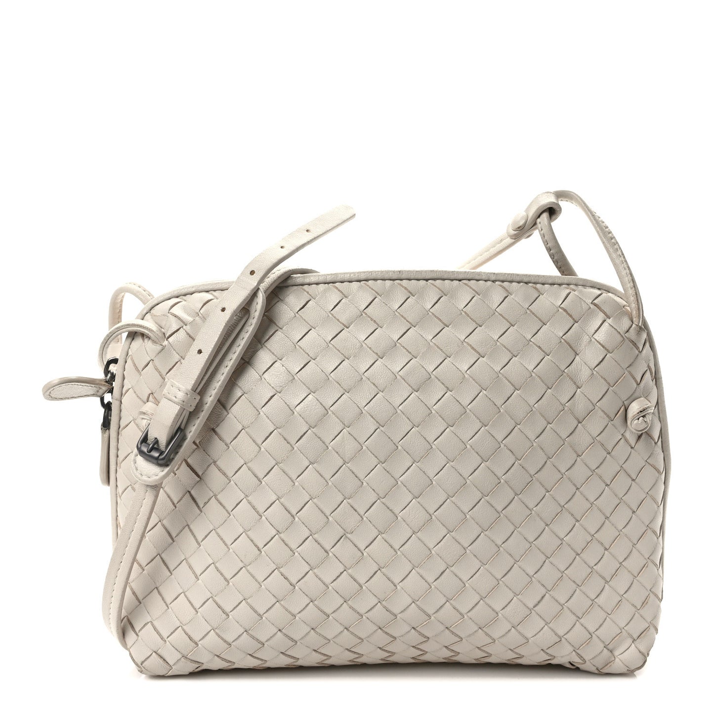 Nappa Intrecciato Nodini Crossbody Messenger White