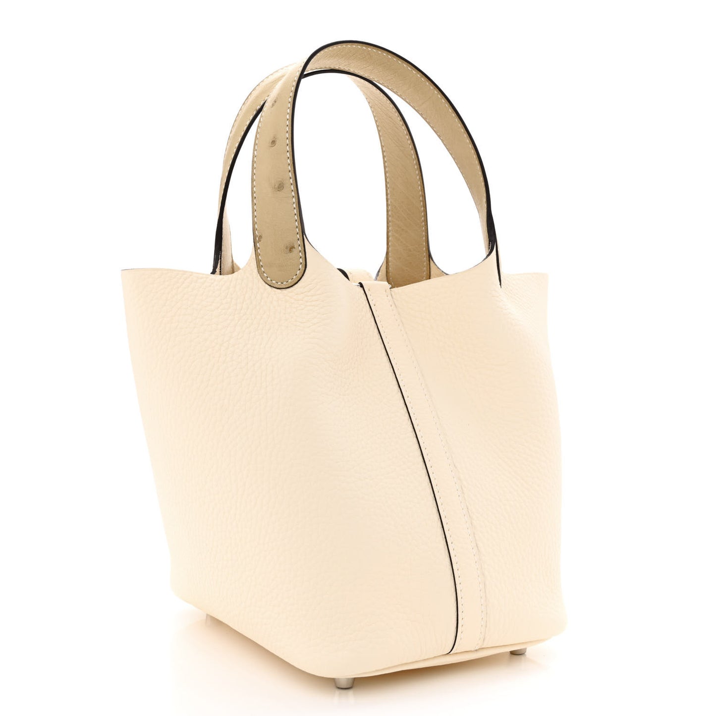 Taurillon Clemence Ostrich Touch Picotin Lock 18 PM Nata Trench