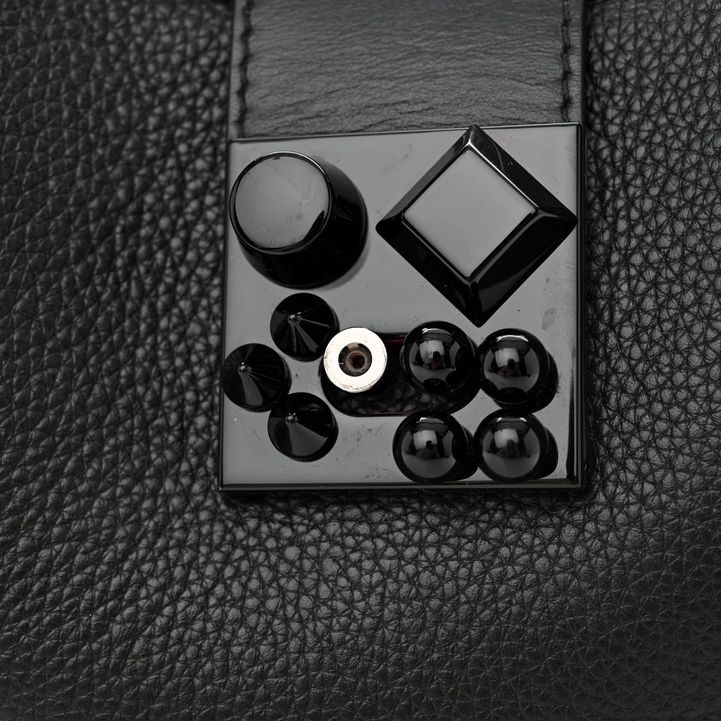 Grained Calfskin Carasky Shoulder Bag Black