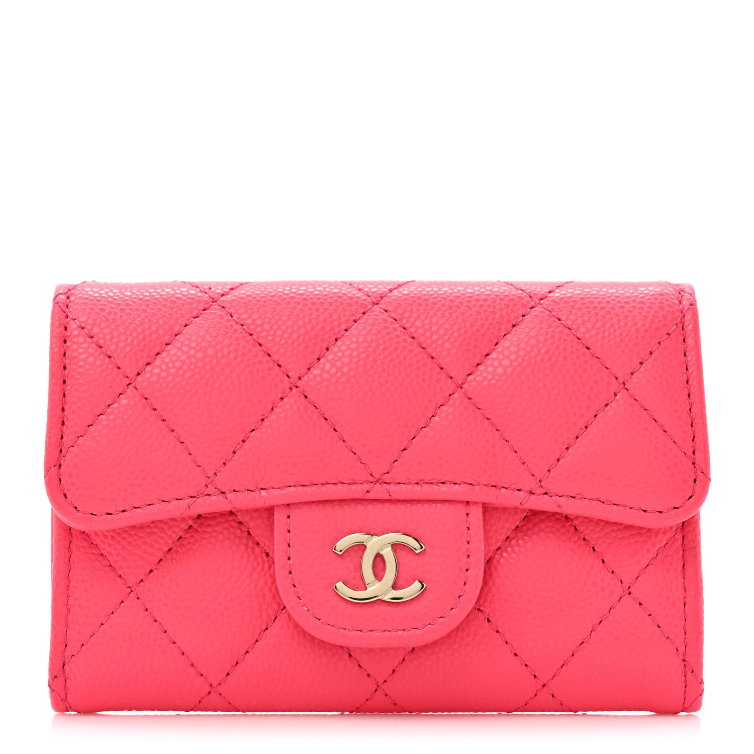 Chanel Caviar Quilted Flap Card Holder Wallet Fuchsia 1840205