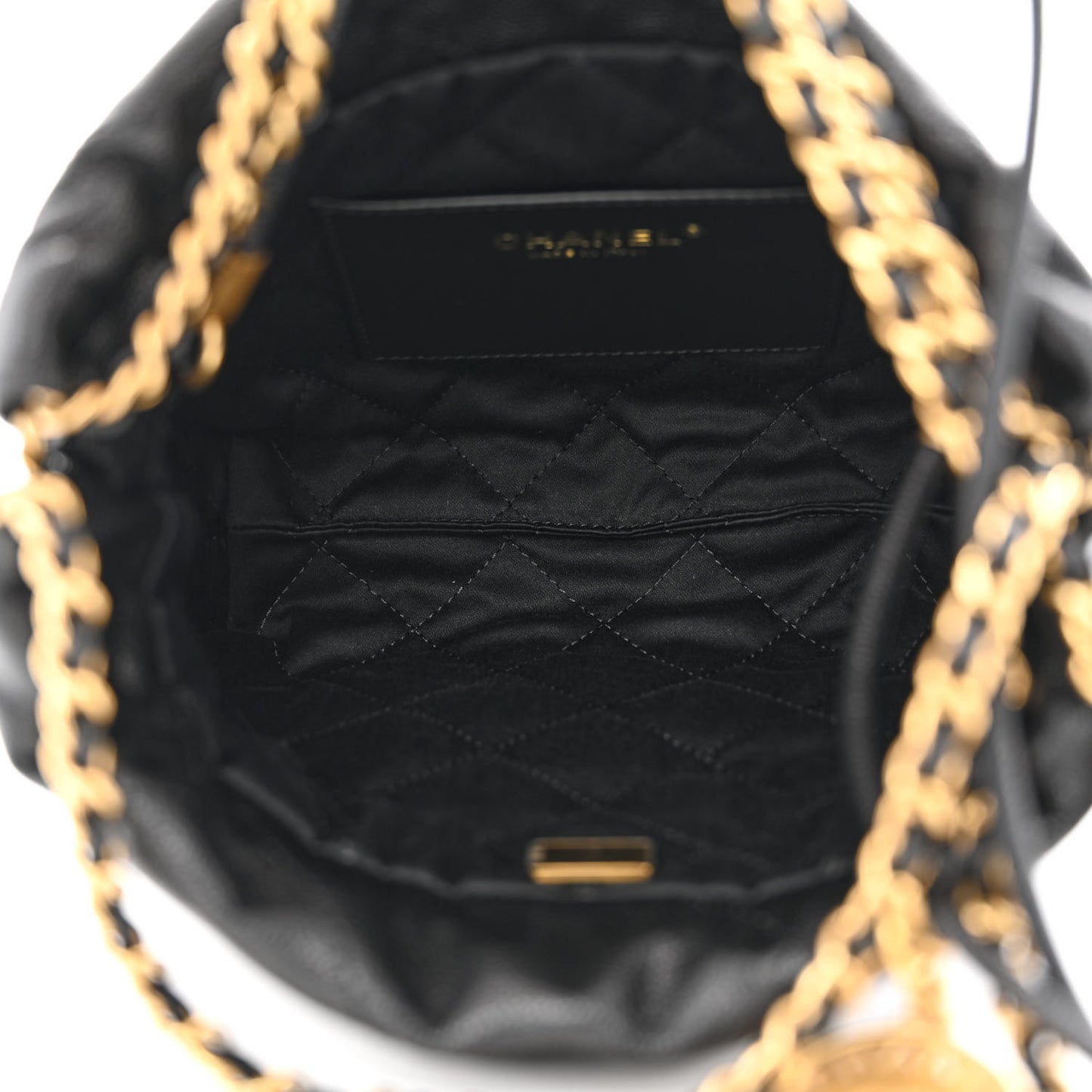 Shiny Caviar Quilted Monochrome Mini Chanel 22 Black