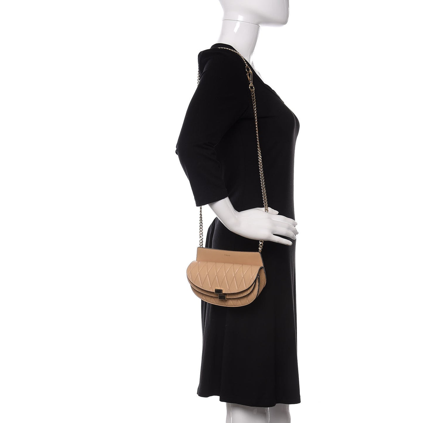 Calfskin Embossed Nano Georgia Crossbody Bag Sand