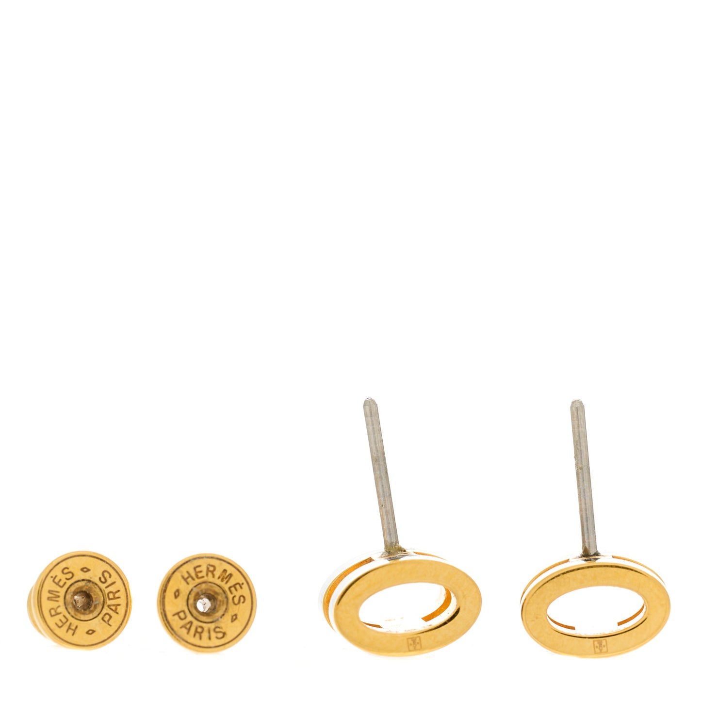 Gold Lacquered Mini Pop H Earrings Black