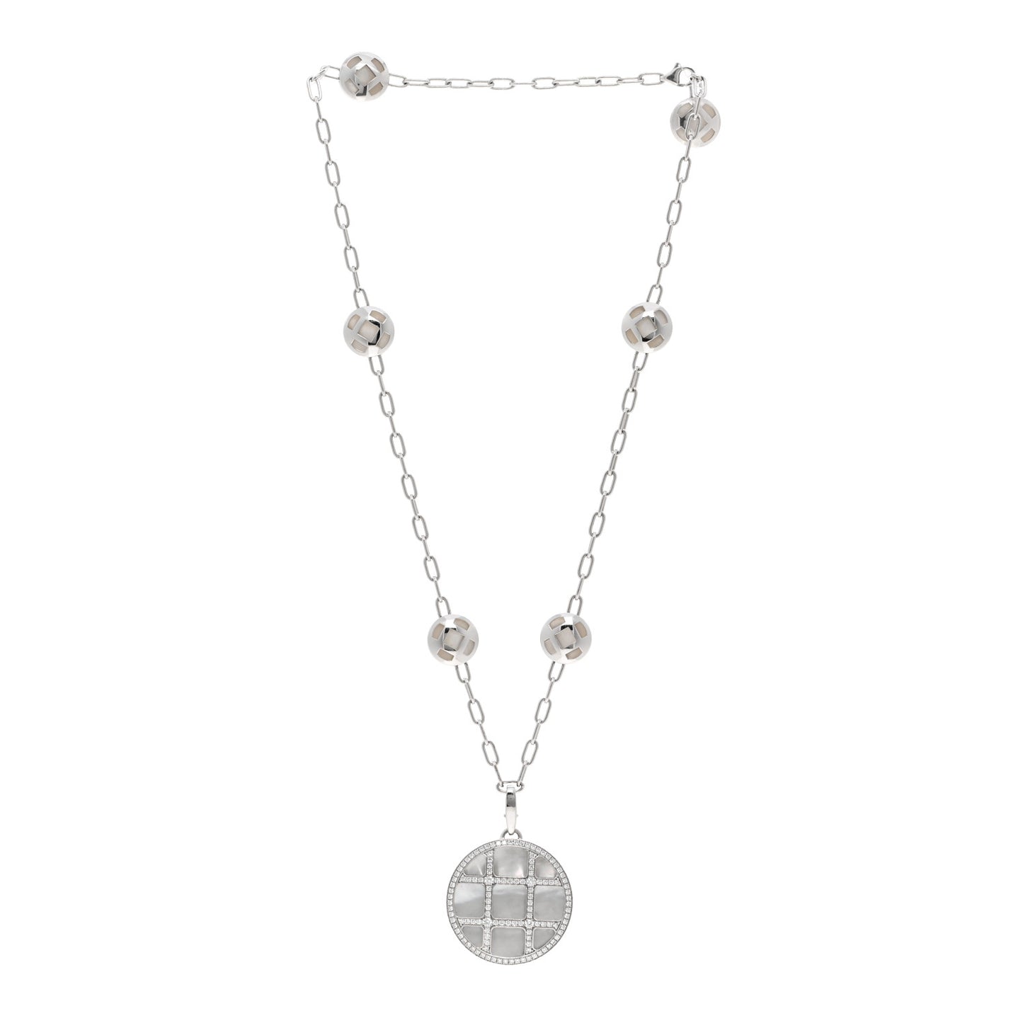 18K White Gold Diamond Mother of Pearl Pasha De Cartier Necklace