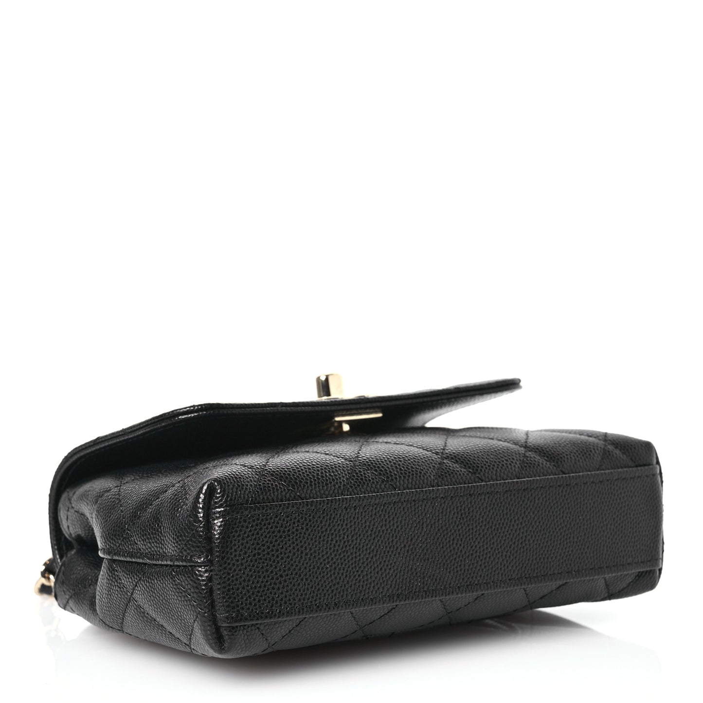 Caviar Quilted Coco Handle Clutch With Chain Black