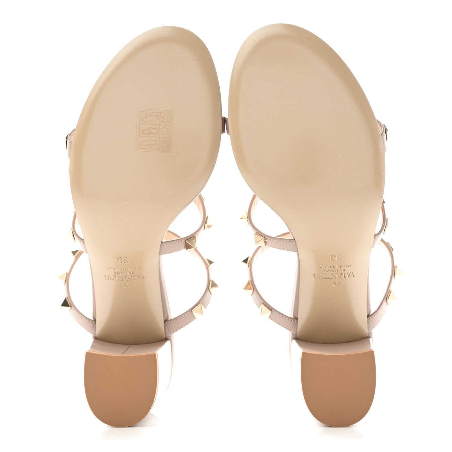 Valentino Garavani Calfskin Rockstud 60mm Caged Slide Sandals 38 Poudre 5 of 8