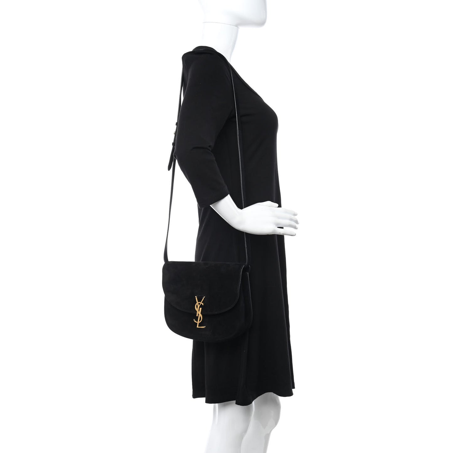 Suede Calfskin Monogram Medium Kaia Satchel Black