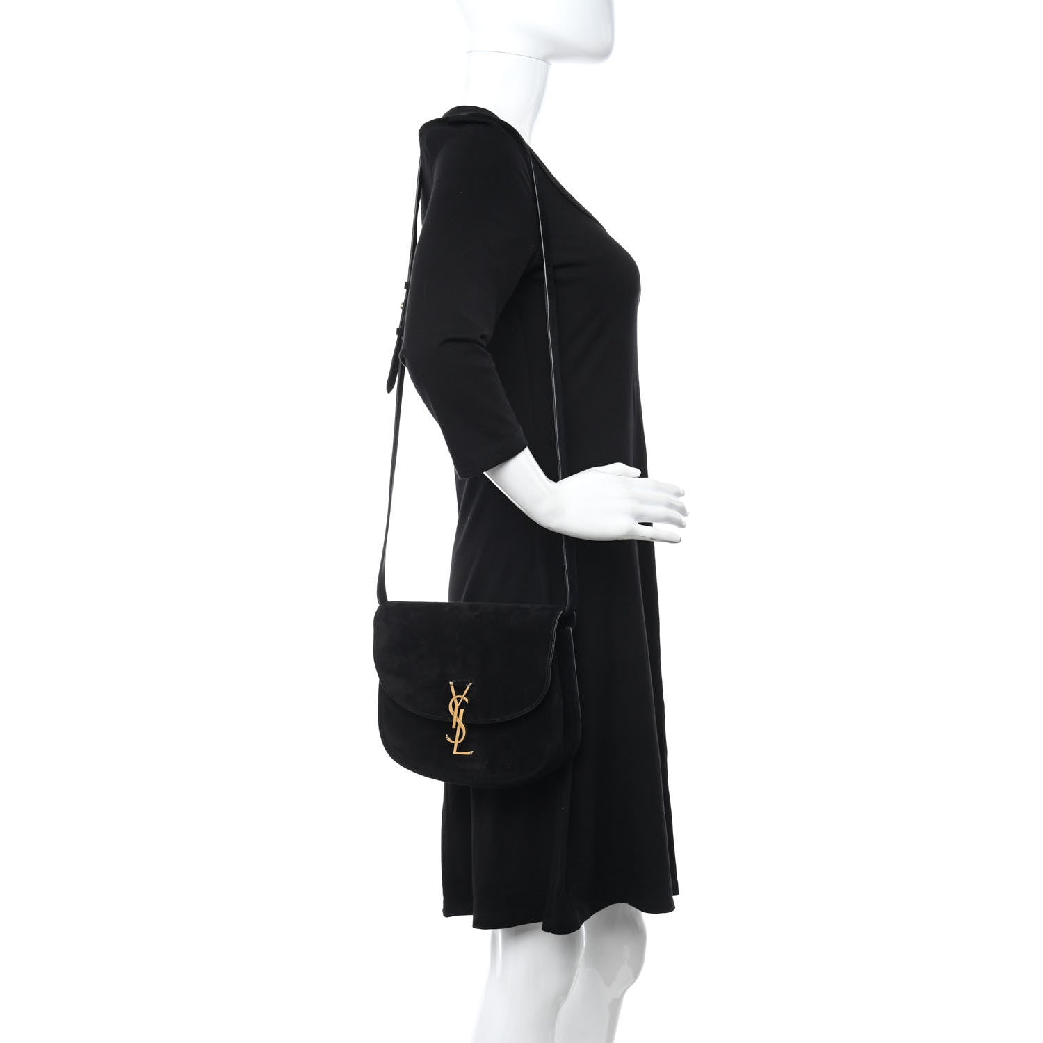 Saint Laurent Suede Calfskin Monogram Medium Kaia Satchel Black 2 of 10