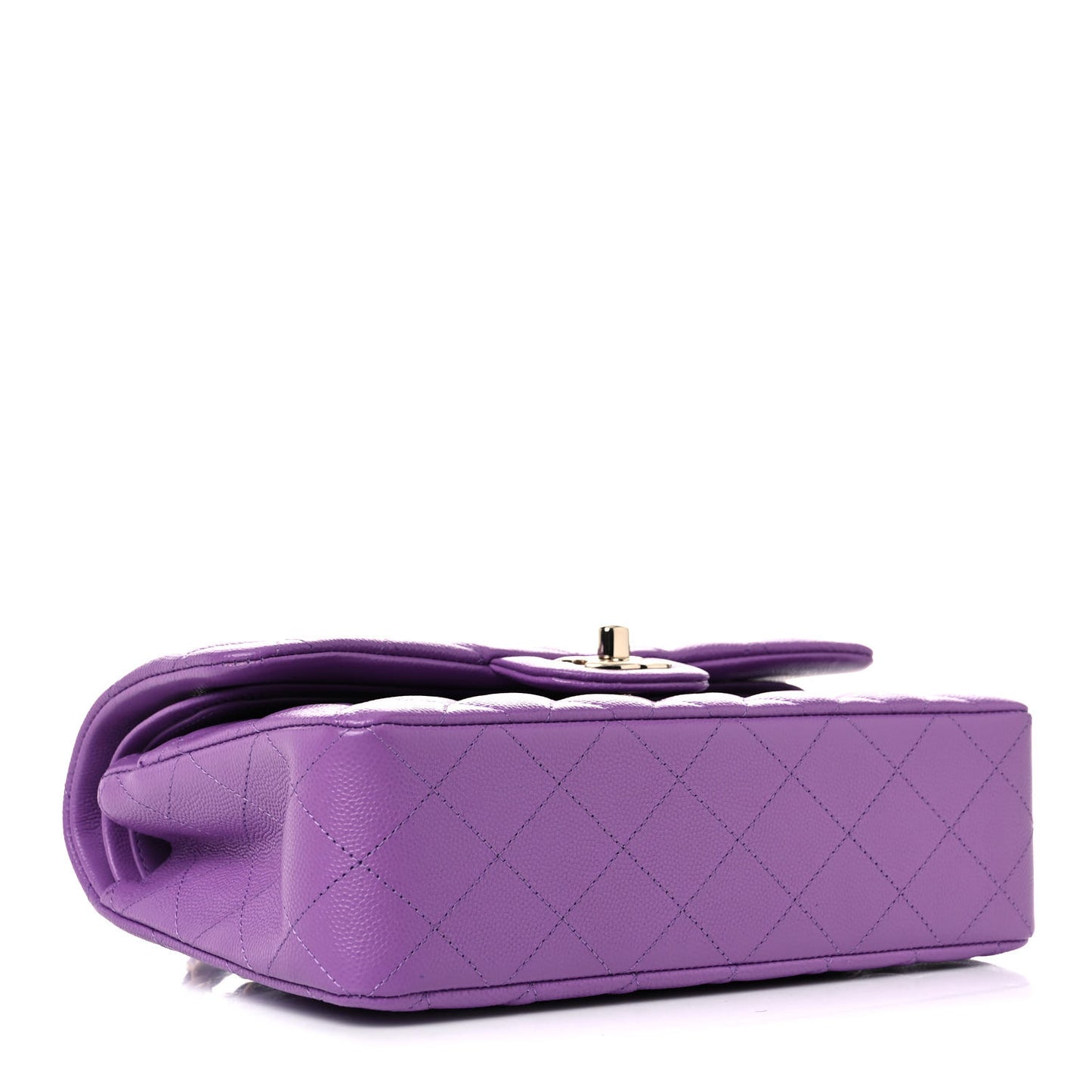 Caviar Quilted Small Double Flap Purple