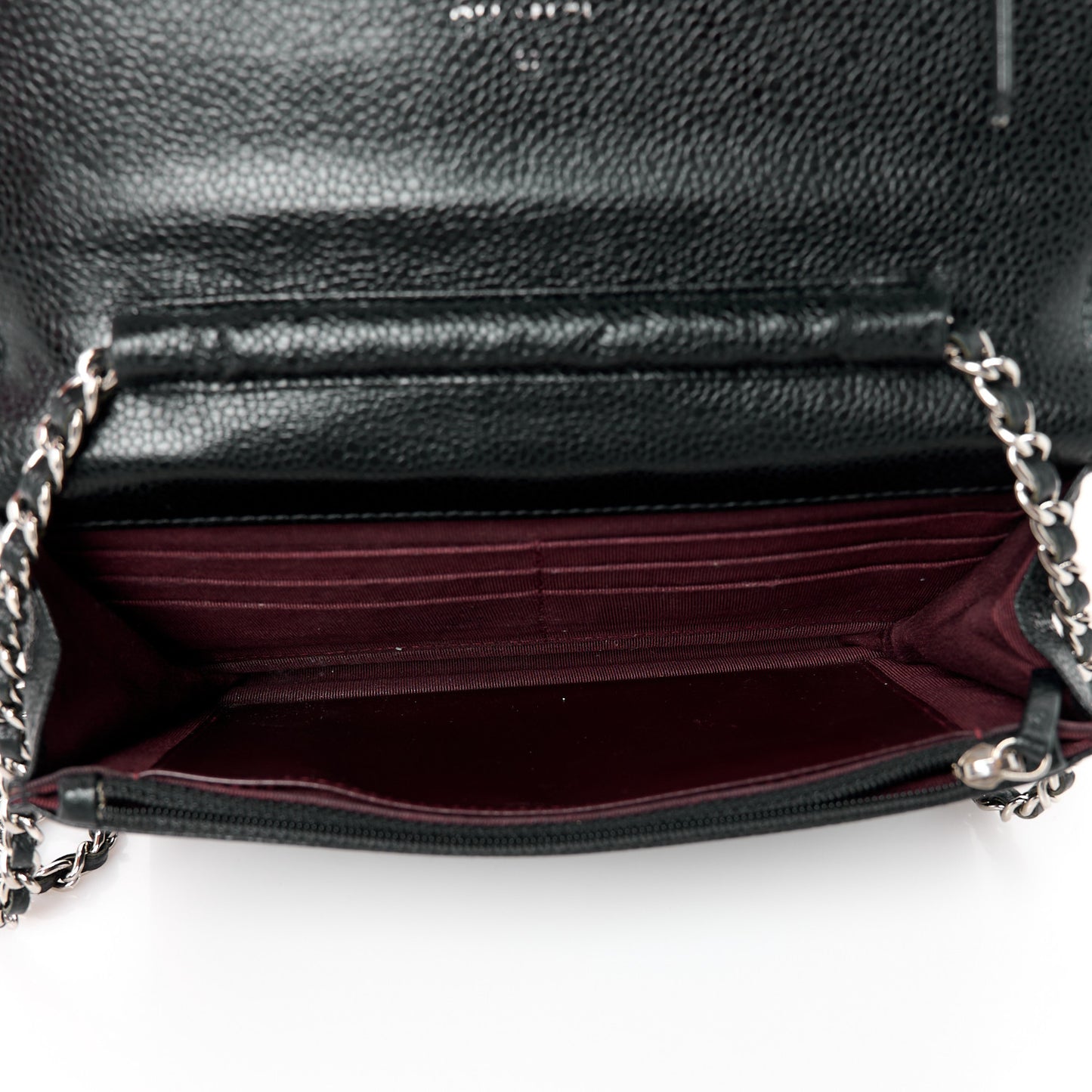 Caviar Quilted Wallet on Chain WOC Black