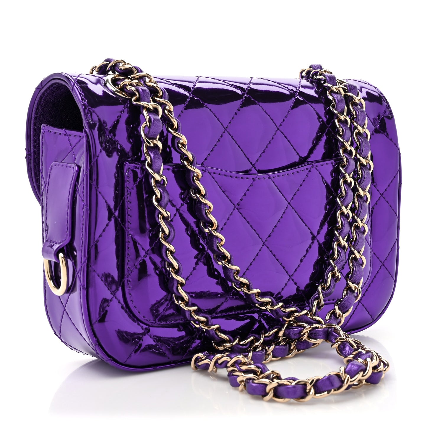 Mirror Calfskin Metallic Calfskin Quilted Hollywood Boulevard Mini Flap With Star Coin Purse Purple