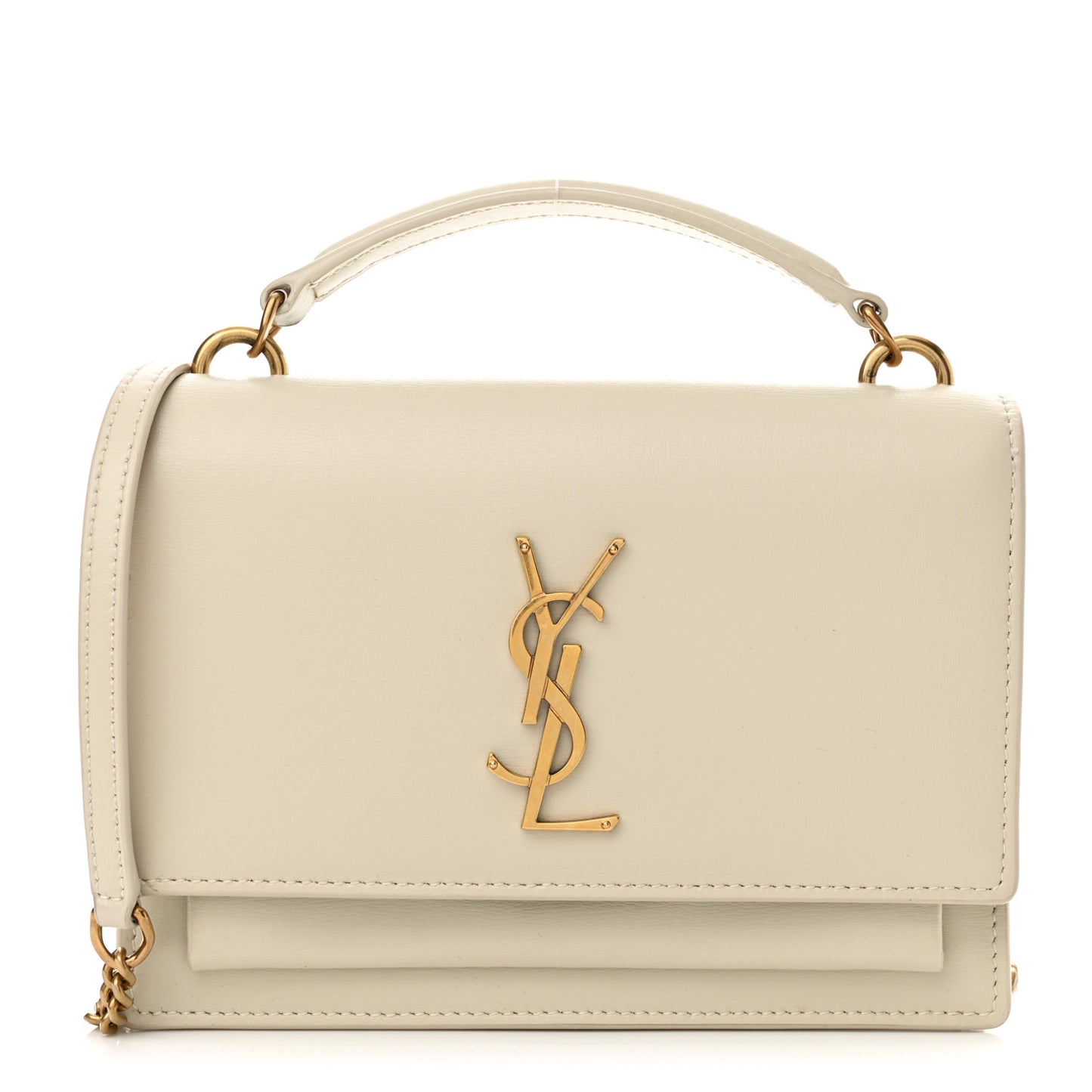 Calfskin Monogram Sunset Chain Wallet Blanc Vintage