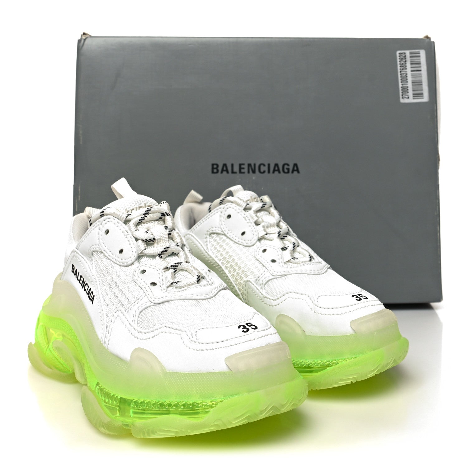 Balenciaga Fabric Mesh Clear Sole Fluo Womens Triple S Sneakers 35 White Fluo Yellow 8 of 8