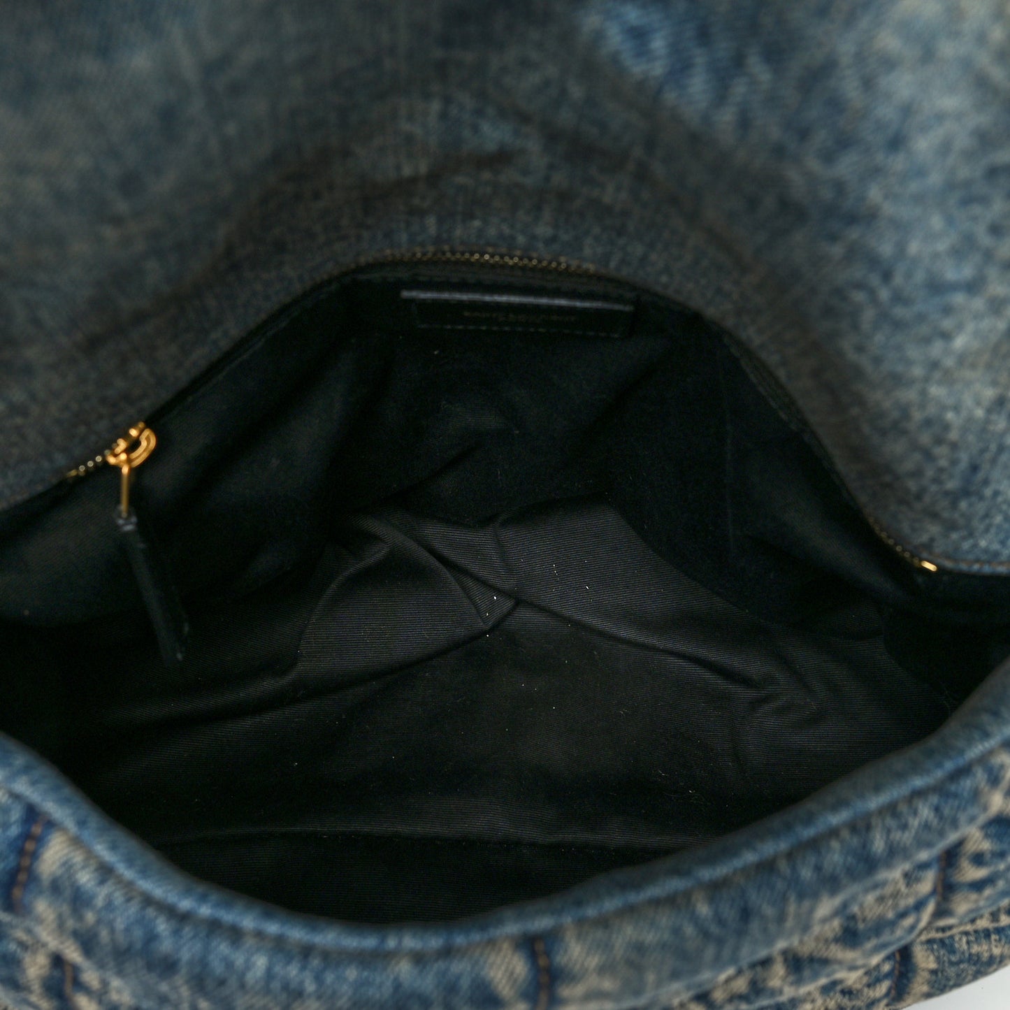 Denim Quilted Medium Loulou Puffer Monogram Chain Satchel Blue Black