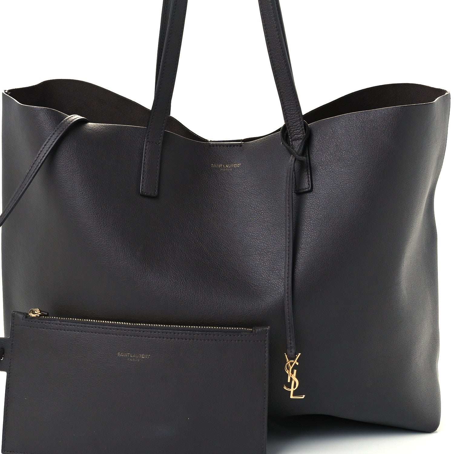 Saint Laurent Calfskin Large Shopping Tote Coal 8 of 10