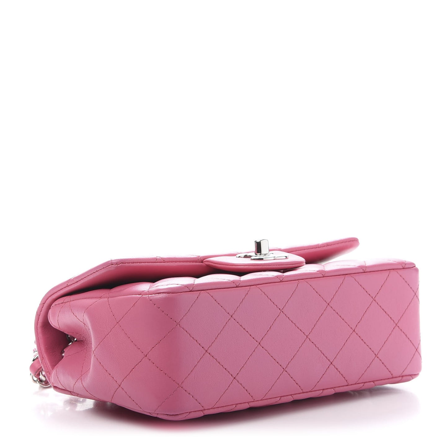 Lambskin Quilted Mini Rectangular Flap Dark Pink