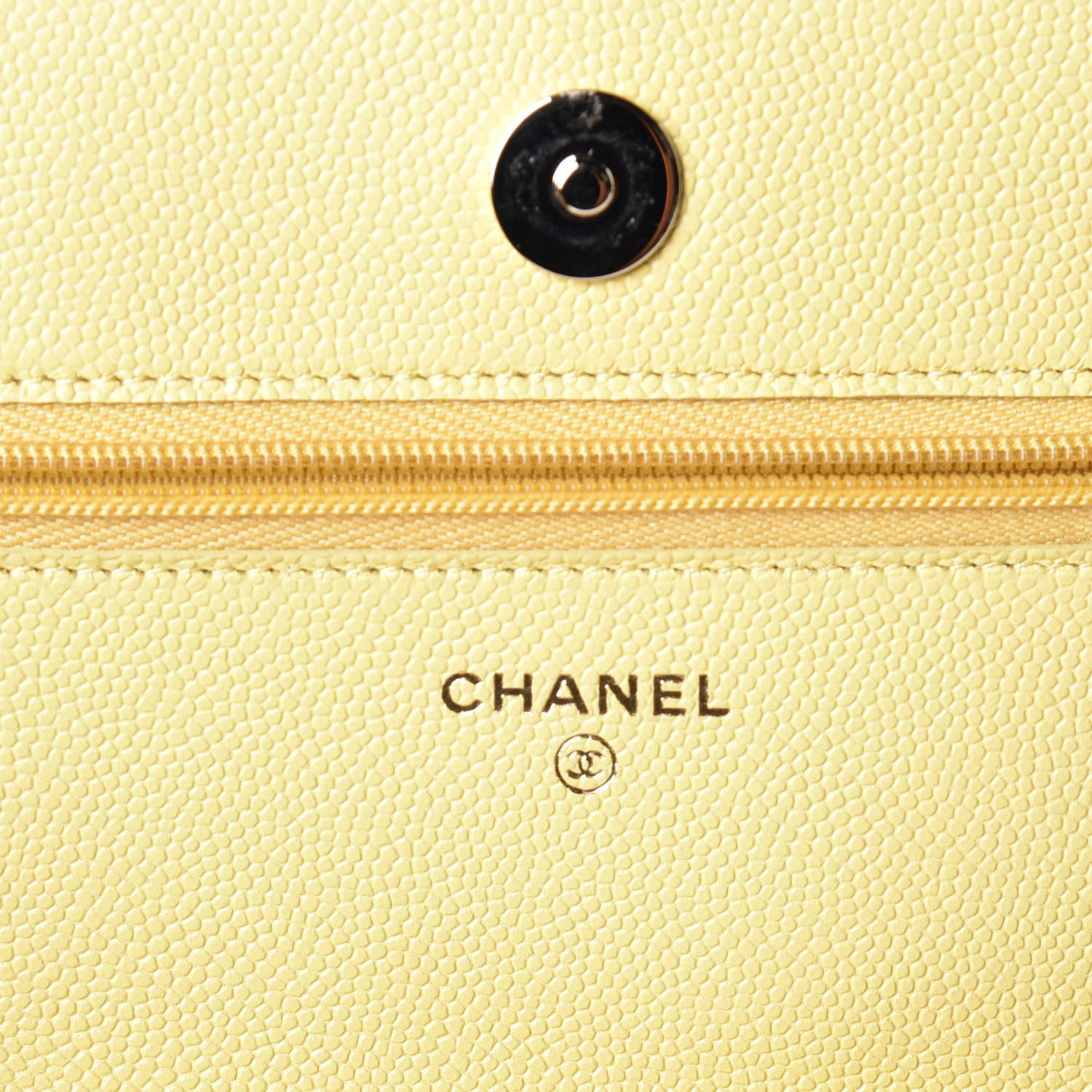 Chanel Caviar Quilted Wallet on Chain WOC Yellow 7 of 11