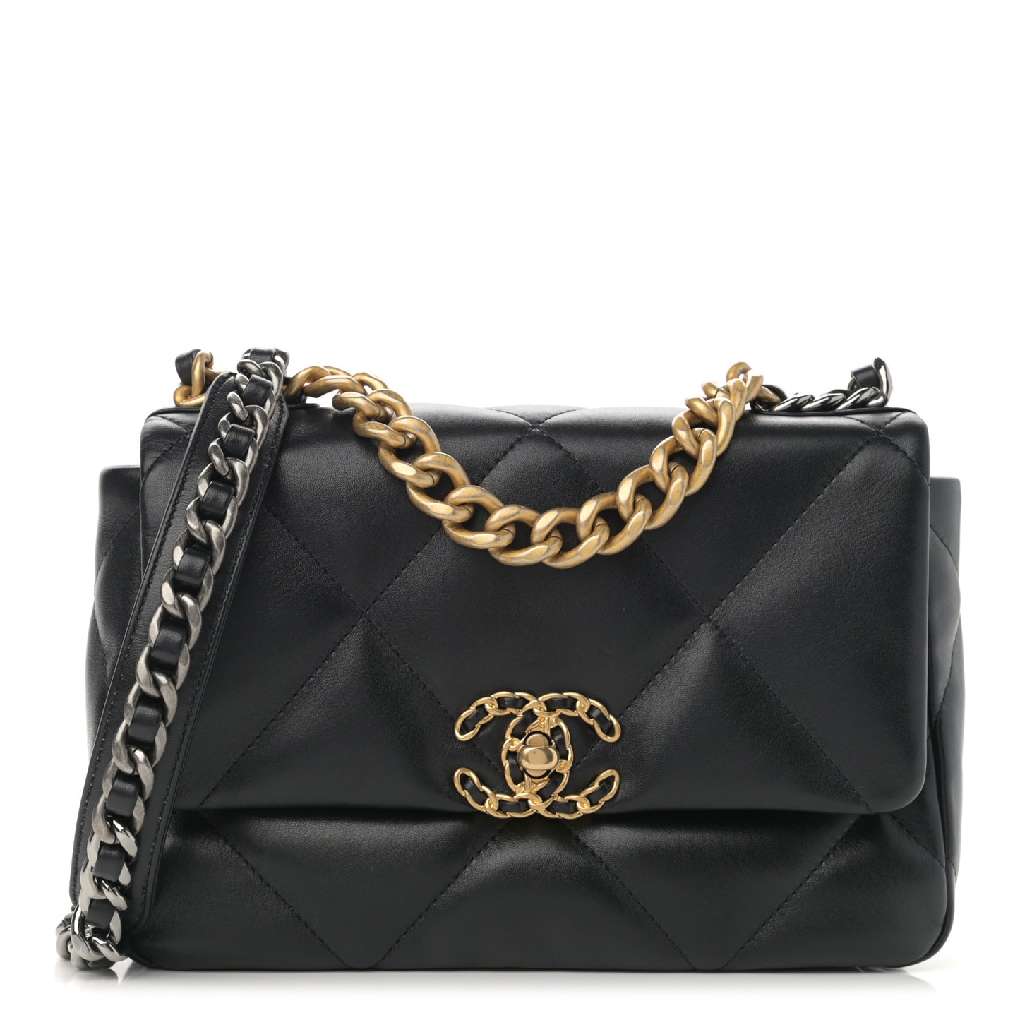 Lambskin Quilted Medium Chanel 19 Flap Black