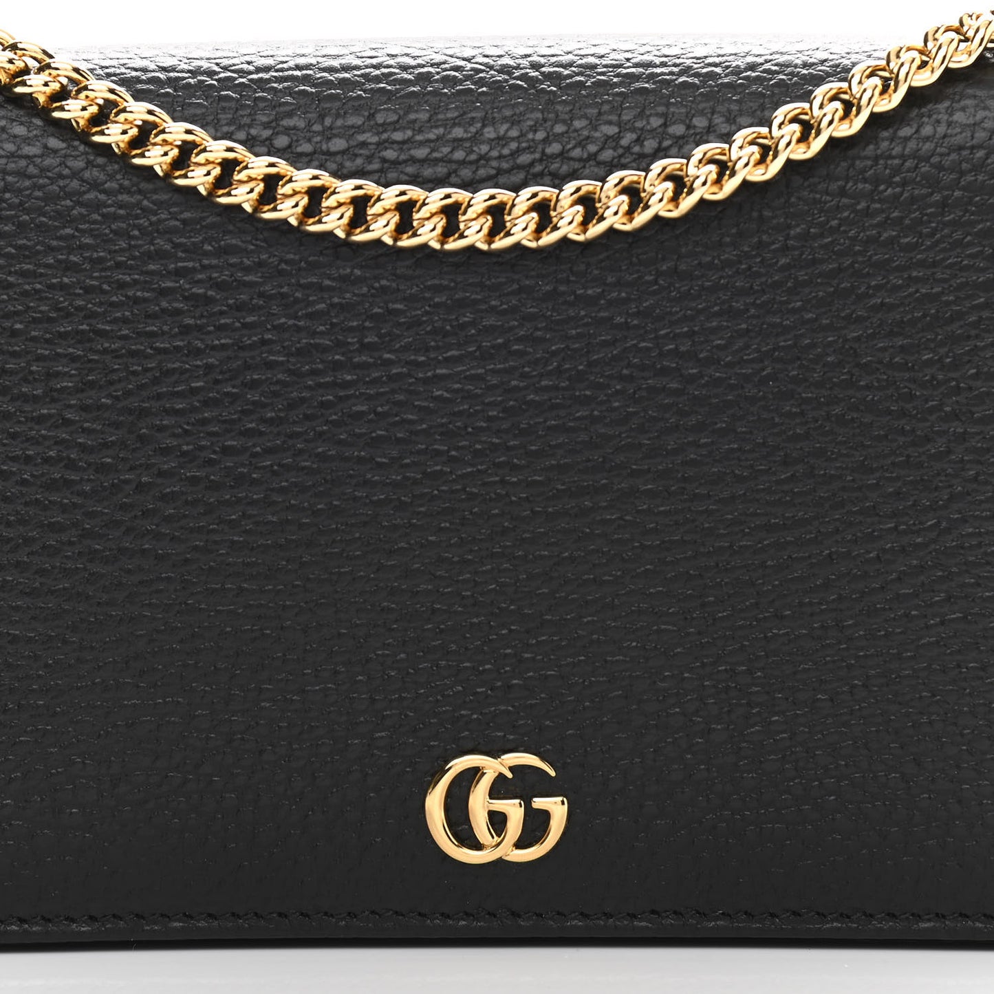 Calfskin Mini GG Marmont Chain Wallet Black