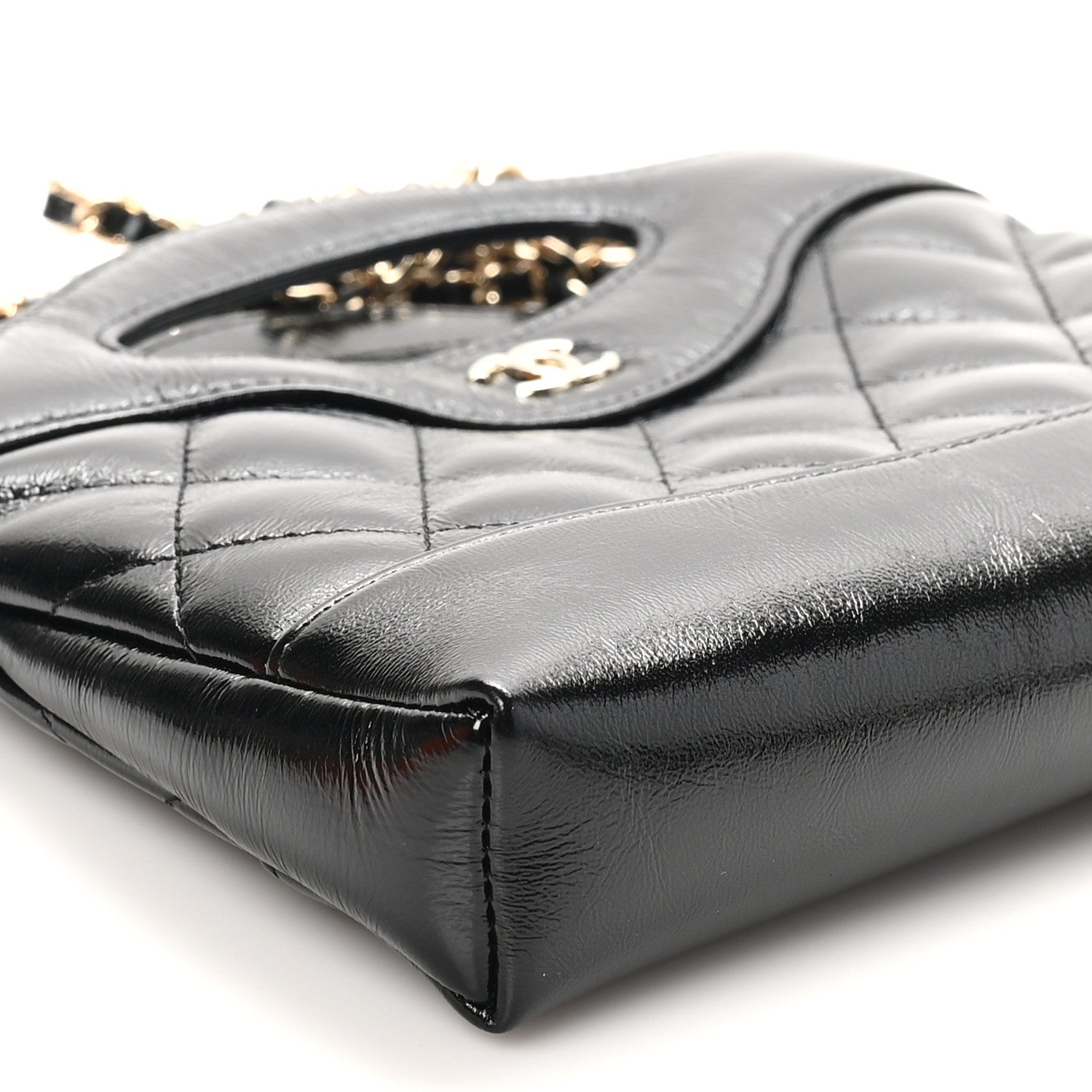 Chanel Shiny Crumpled Calfskin Quilted Nano 31 Shopping Bag Black 9 of 11