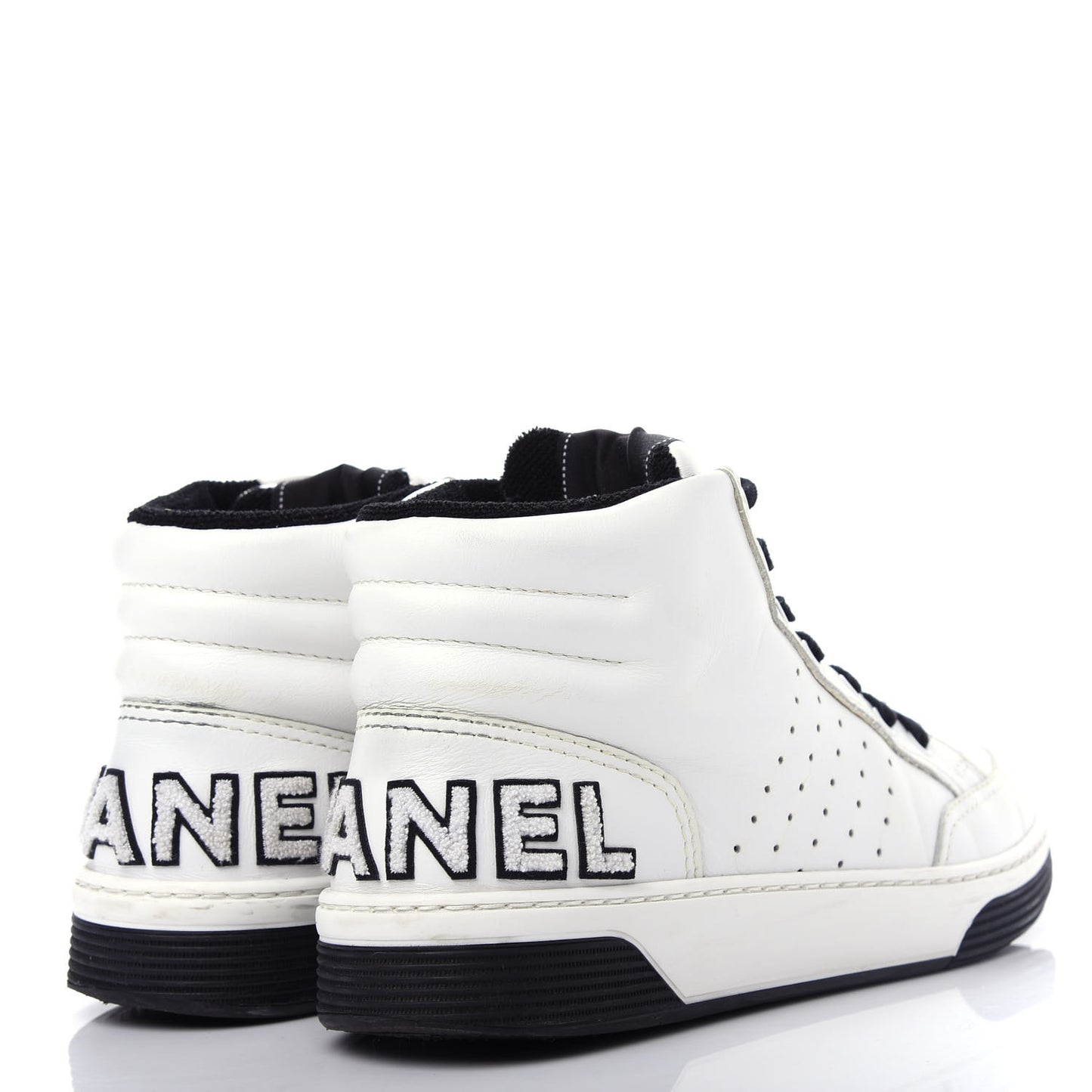 Calfskin Womens Logo High Top Sneakers 40.5 Black White