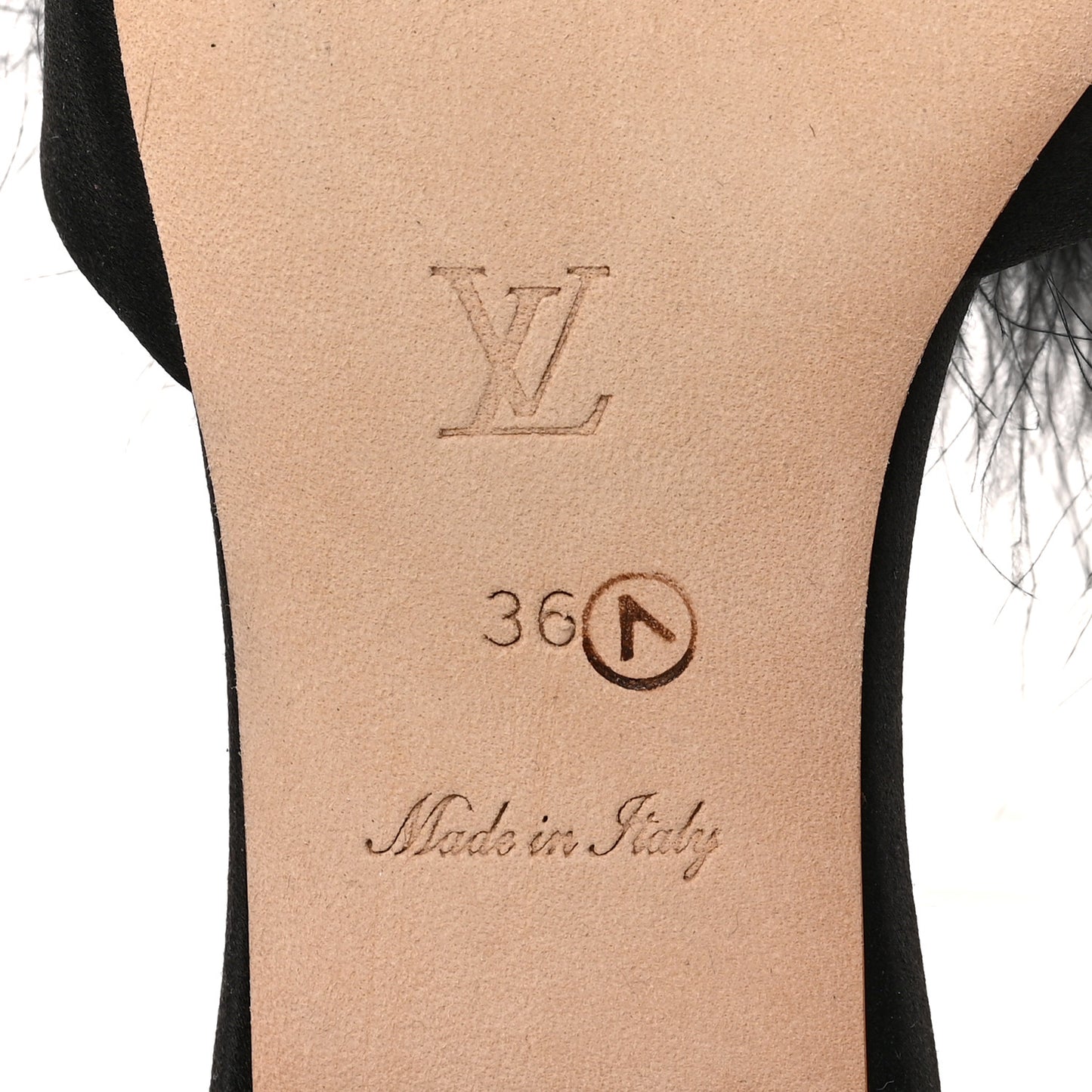Fur Crystal LV Marilyn Flat Mule 36 Black