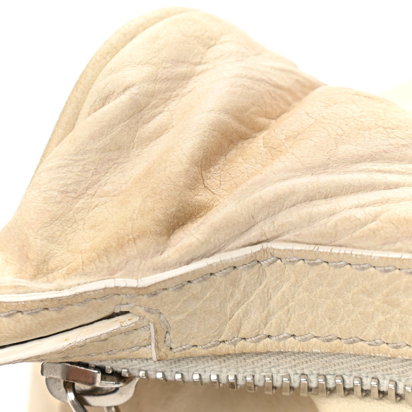Agneau Giant 21 Silver Hardware Hobo White