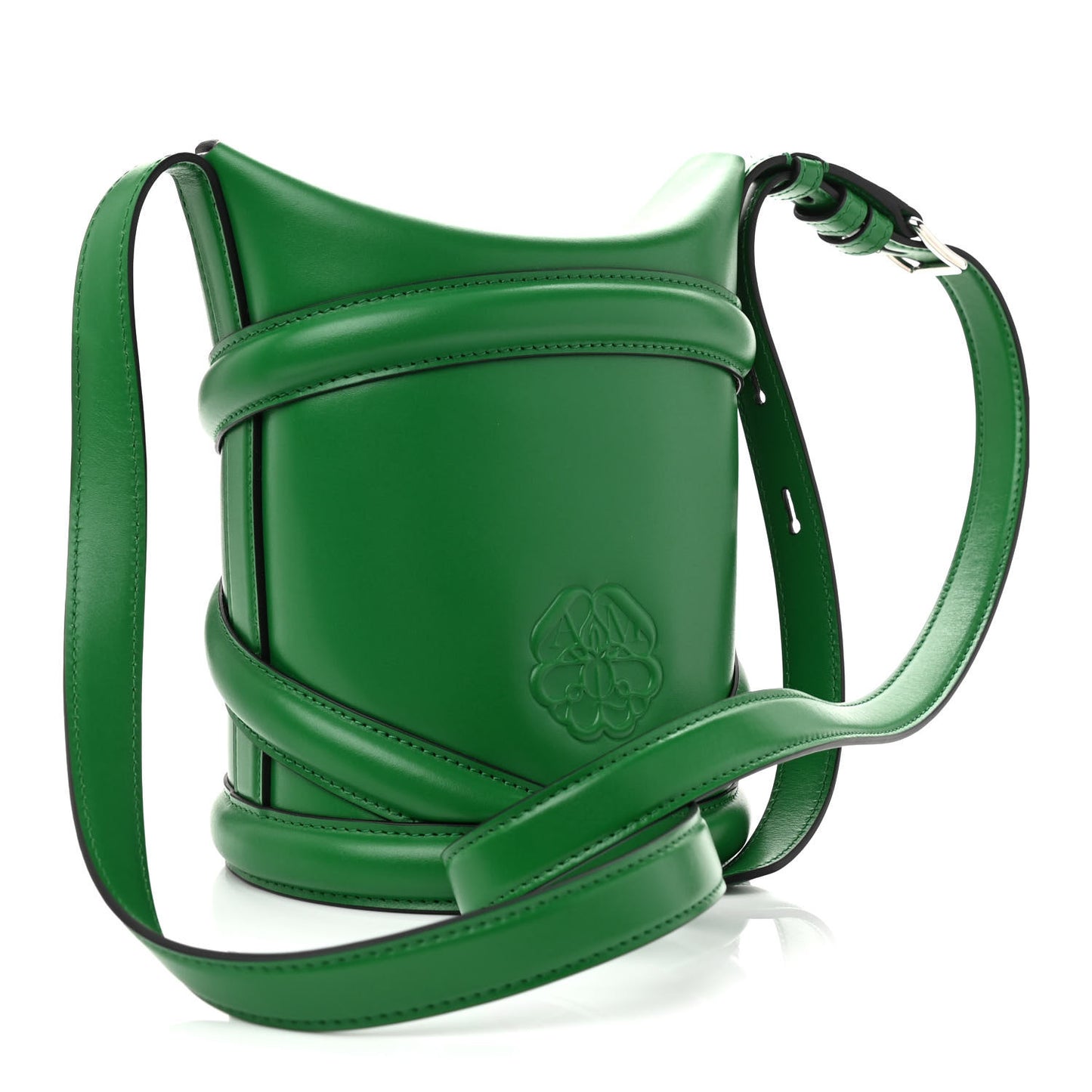Calfskin Mini Curve Bucket Bag Green