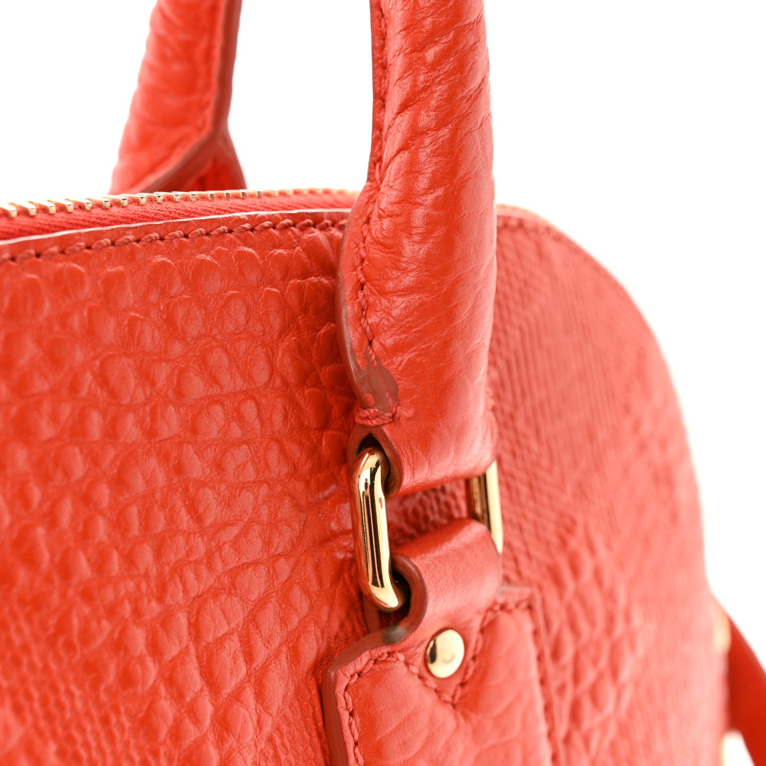 Burberry Heritage Grain Check Embossed Small Orchard Bowling Bag Orange 13 of 13