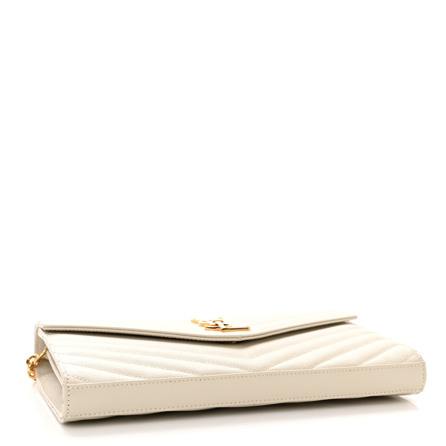 Grain De Poudre Matelasse Chevron Monogram Chain Wallet Crema Soft