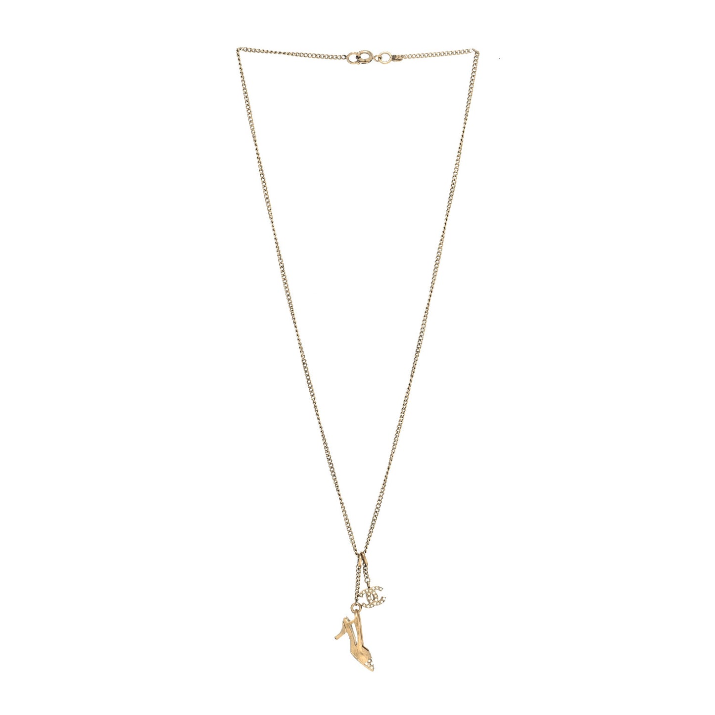 Crystal CC Heel Motif Necklace Gold