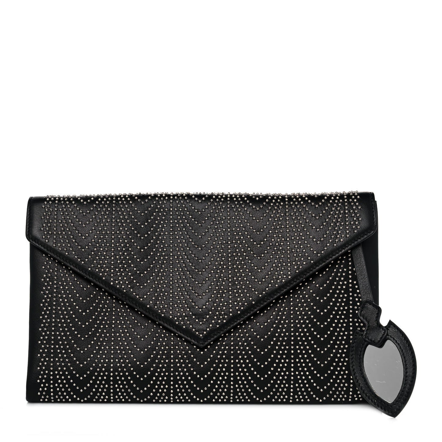 Calfskin Studded Envelope Clutch Black