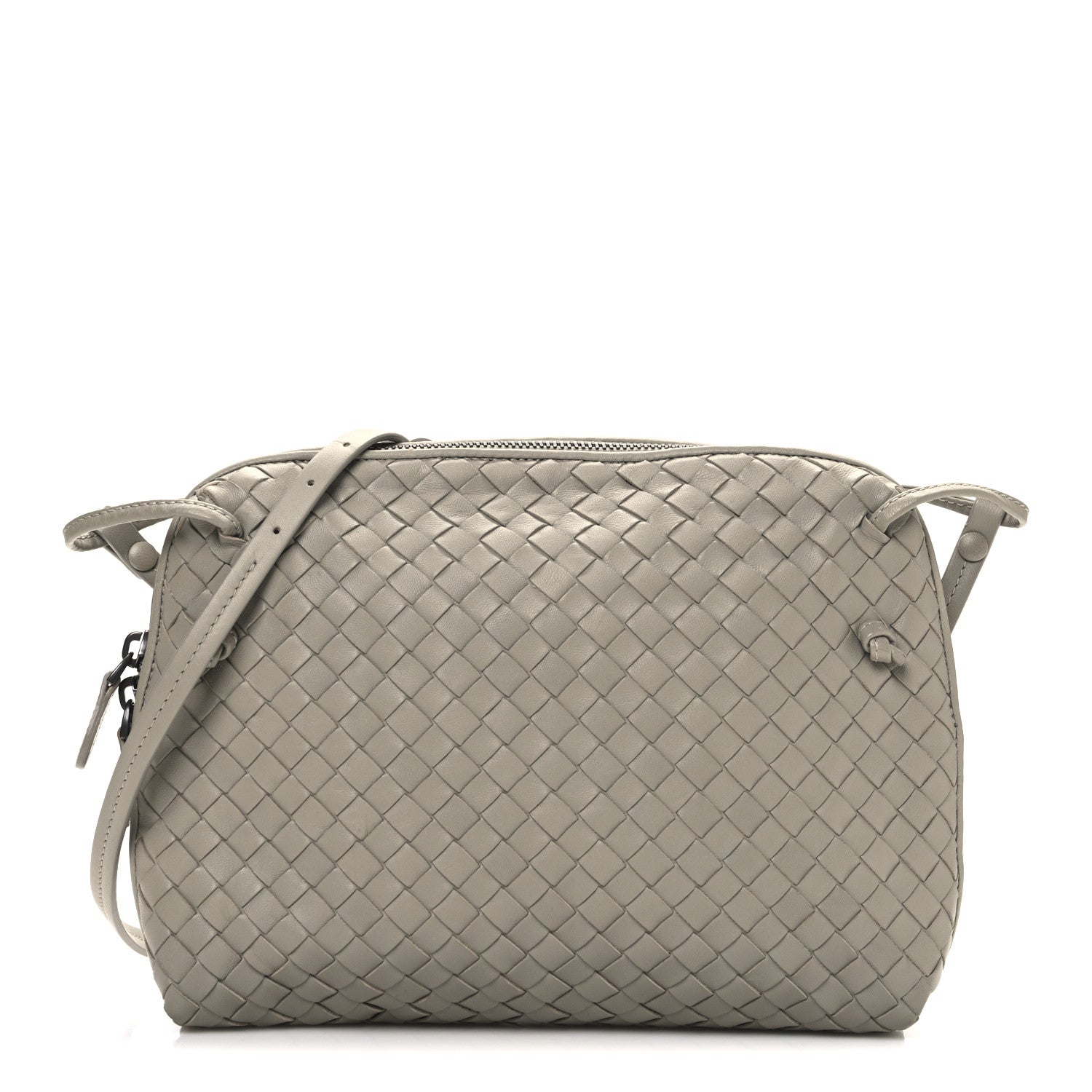 Bottega Veneta Nappa Intrecciato Nodini Crossbody Messenger Steel